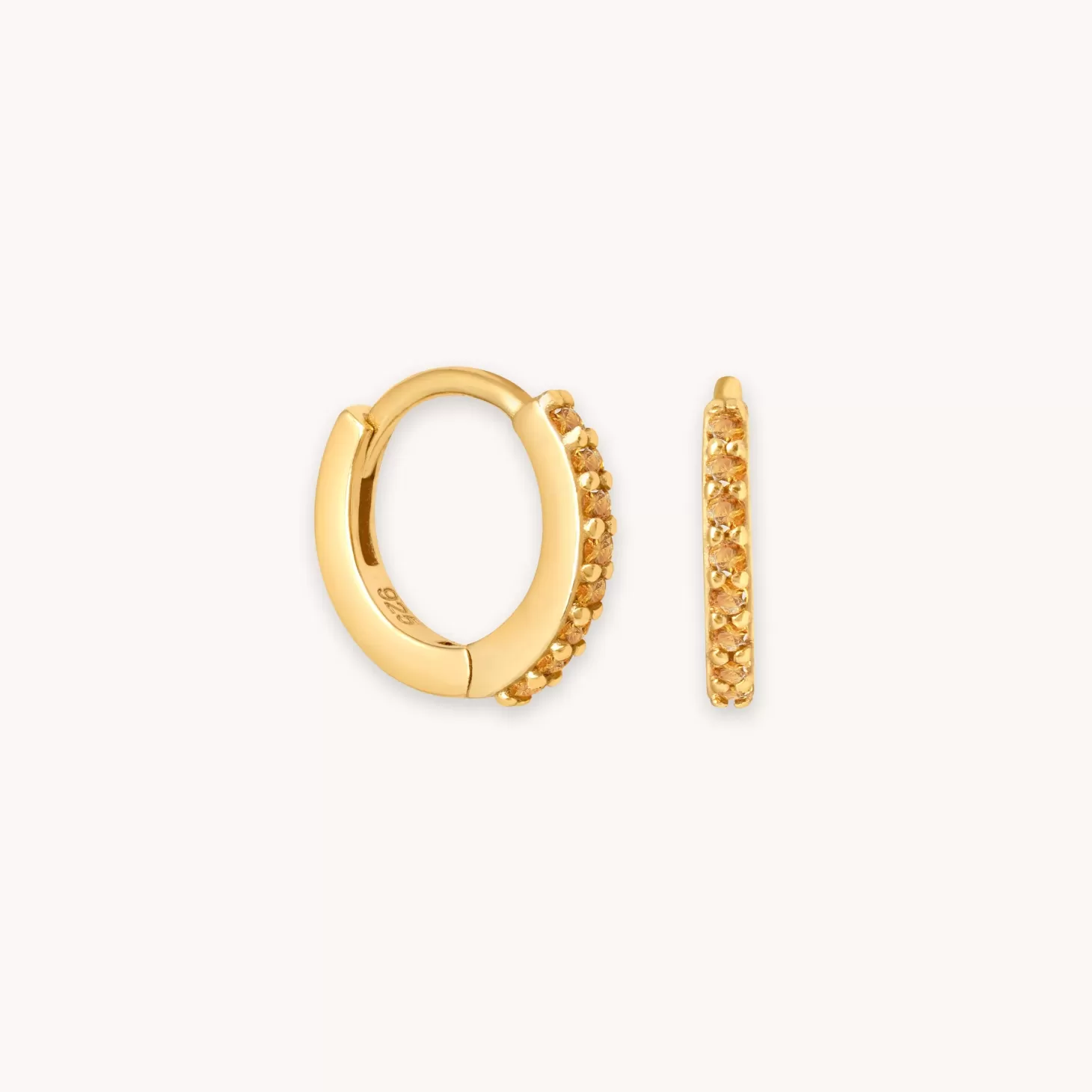Astrid & Miyu November Birthstone Huggies In Gold With Citrine Cz 18K Gold Plated Sterling Silver Online