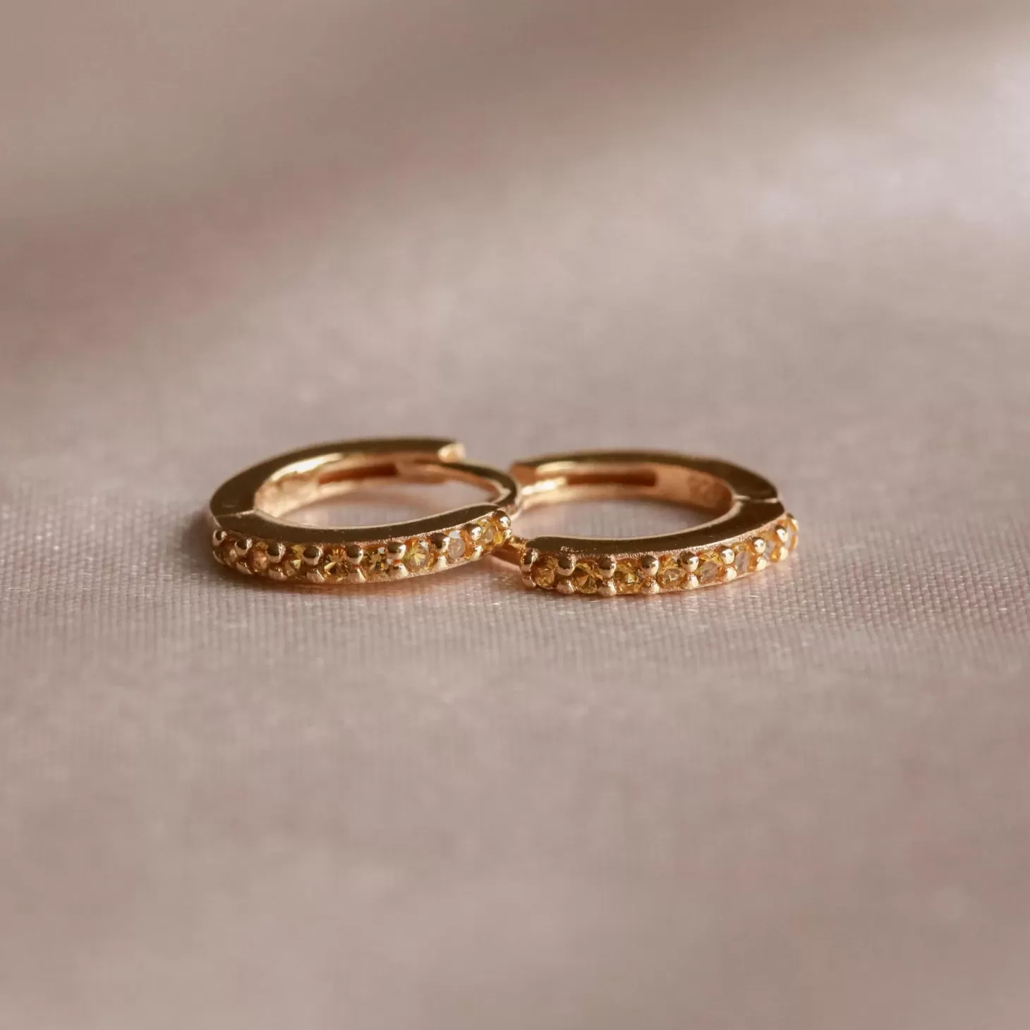 Astrid & Miyu November Birthstone Huggies In Gold With Citrine Cz 18K Gold Plated Sterling Silver Online
