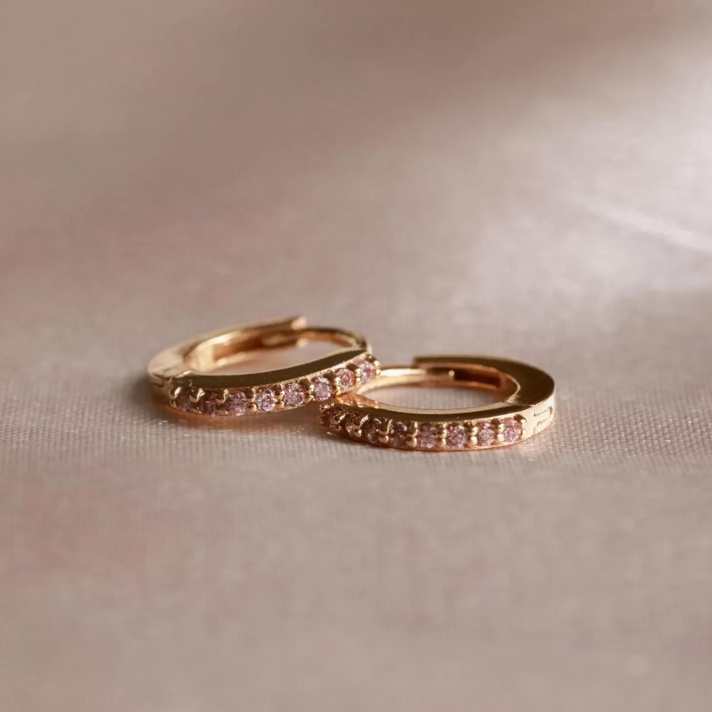 Astrid & Miyu October Birthstone Huggies In Gold With Pink Tourmaline Cz 18K Gold Plated Sterling Silver Cheap