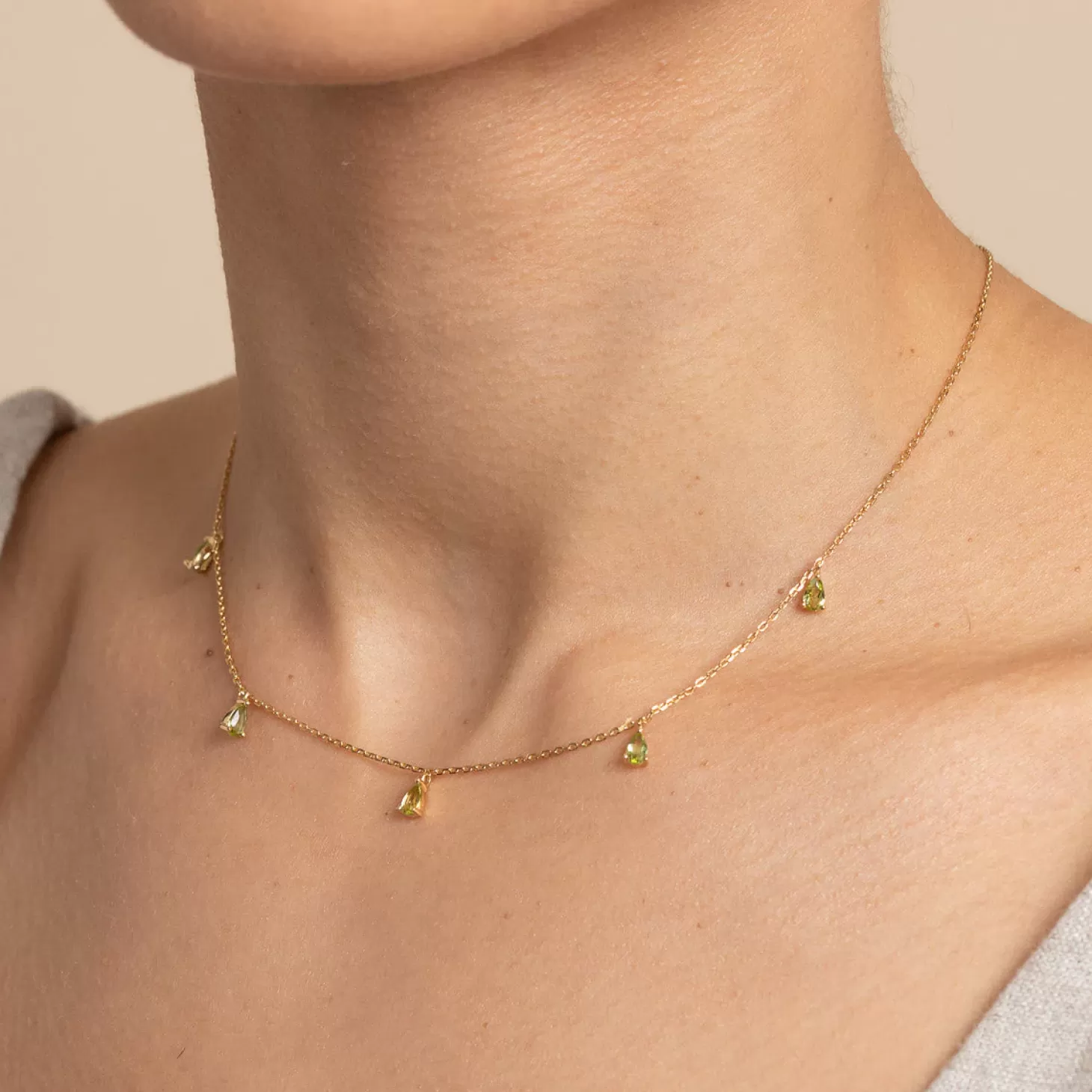 Astrid & Miyu Olivine Charm Necklace In Gold 18K Gold Plated Sterling Silver Shop