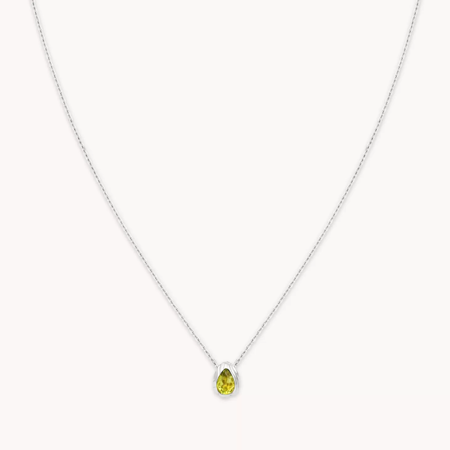 Astrid & Miyu Olivine Pendant Necklace In Silver Rhodium Plated Sterling Silver Hot