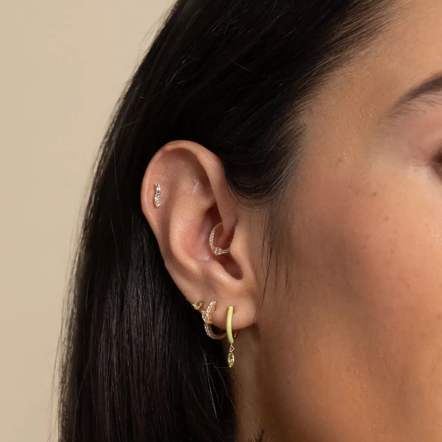 Astrid & Miyu Ombre Wave Piercing Stud In Solid Gold 14K Gold Hot