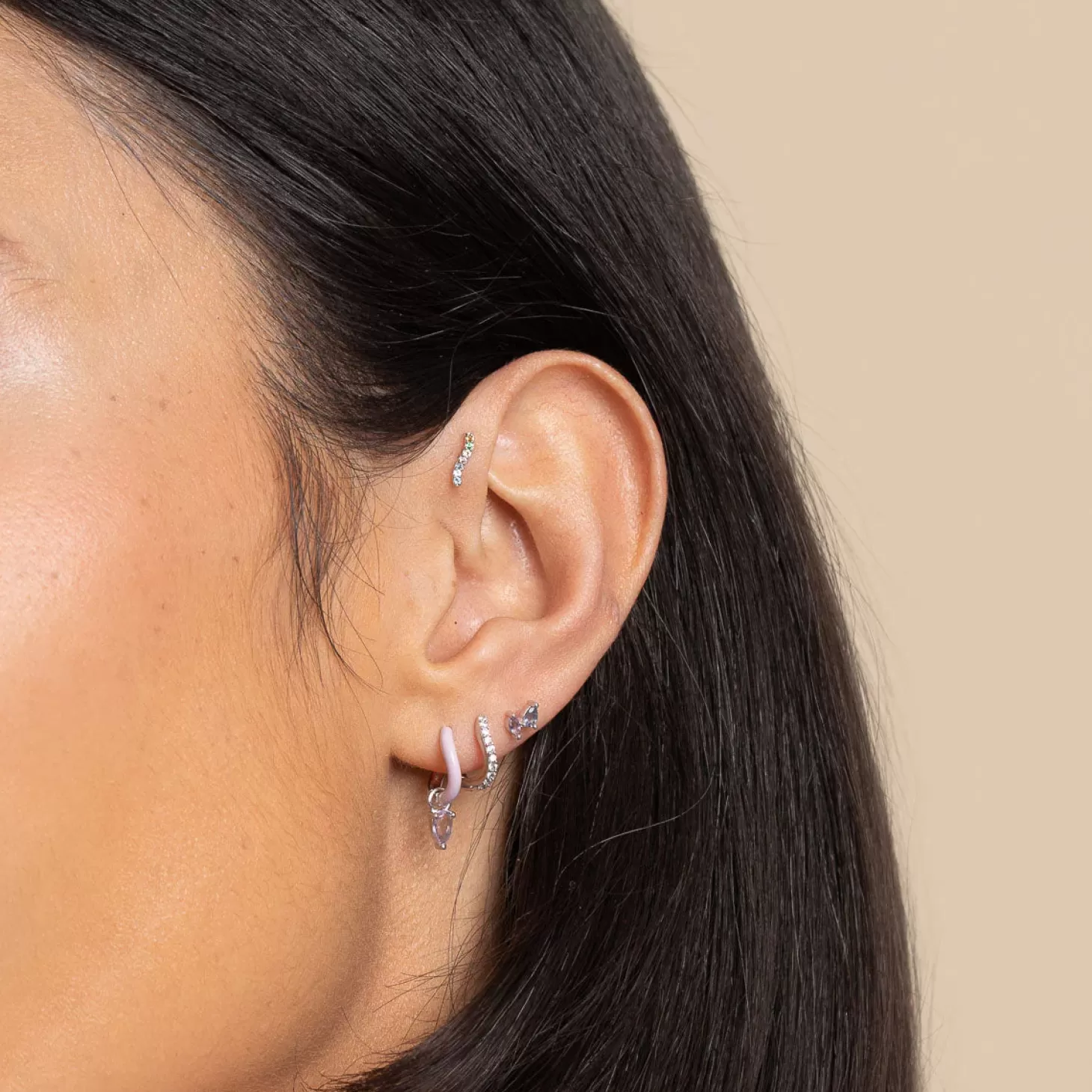 Astrid & Miyu Ombre Wave Piercing Stud In Solid White Gold 14K White Gold Best