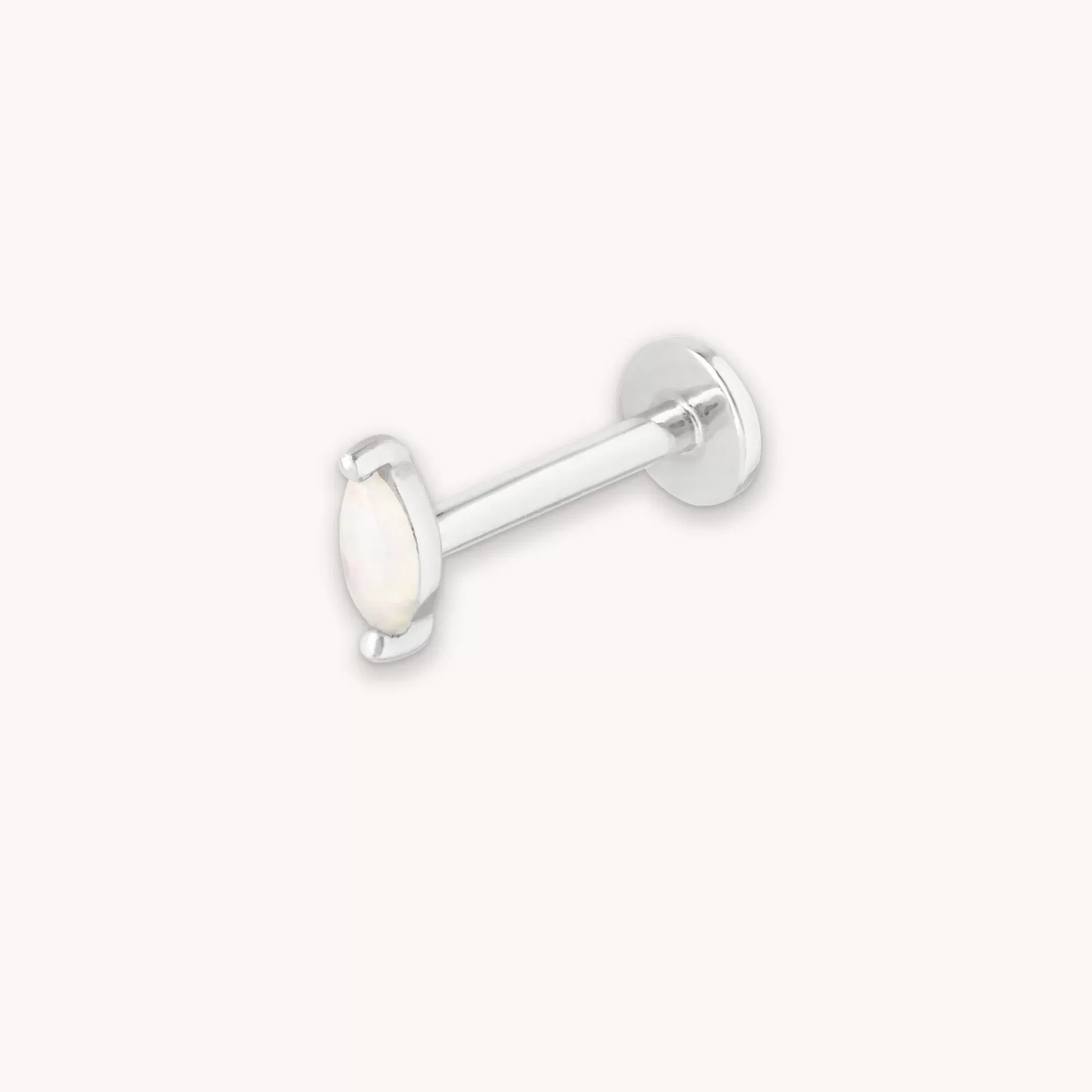 Astrid & Miyu Opal Marquise Piercing Stud In Solid White Gold 14K White Gold Hot