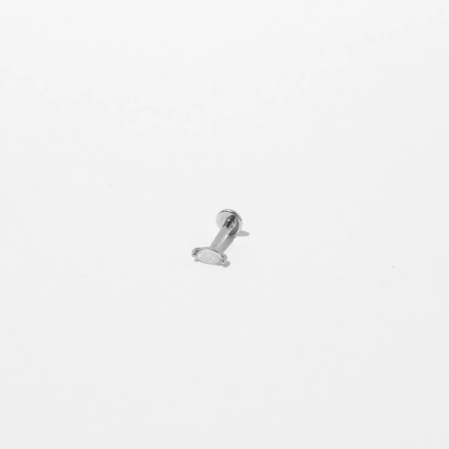 Astrid & Miyu Opal Marquise Piercing Stud In Solid White Gold 14K White Gold Hot