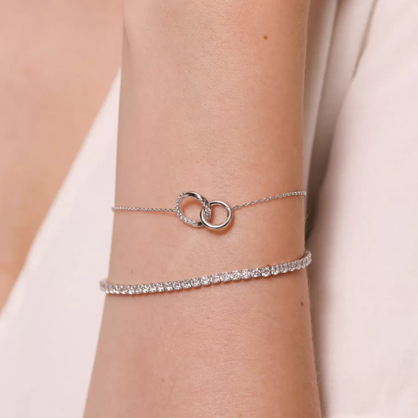 Astrid & Miyu Orbit Crystal Bracelet In Silver Rhodium Plated Sterling Silver Hot