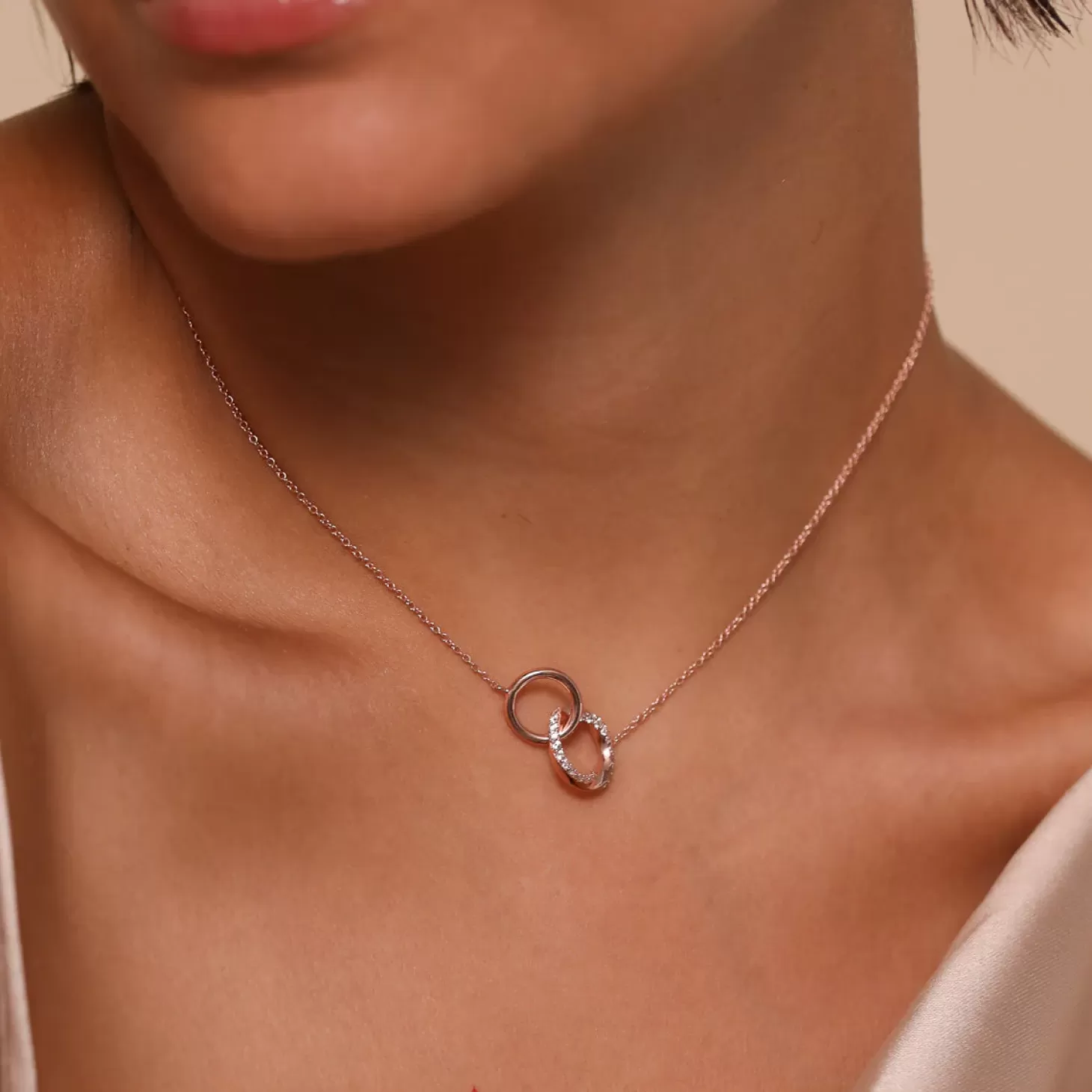 Astrid & Miyu Orbit Crystal Chain Necklace In Rose Gold 18K Rose Gold Plated Sterling Silver Hot