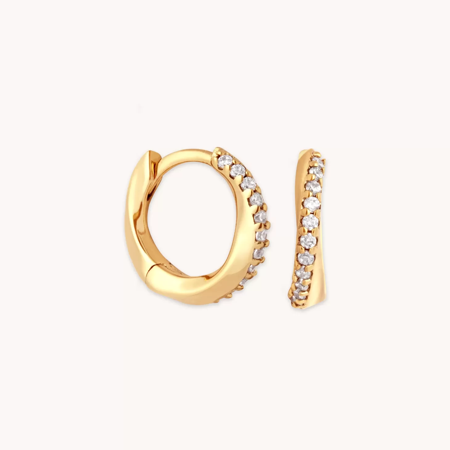 Astrid & Miyu Orbit Crystal Huggies In Gold 18K Gold Plated Sterling Silver Best Sale