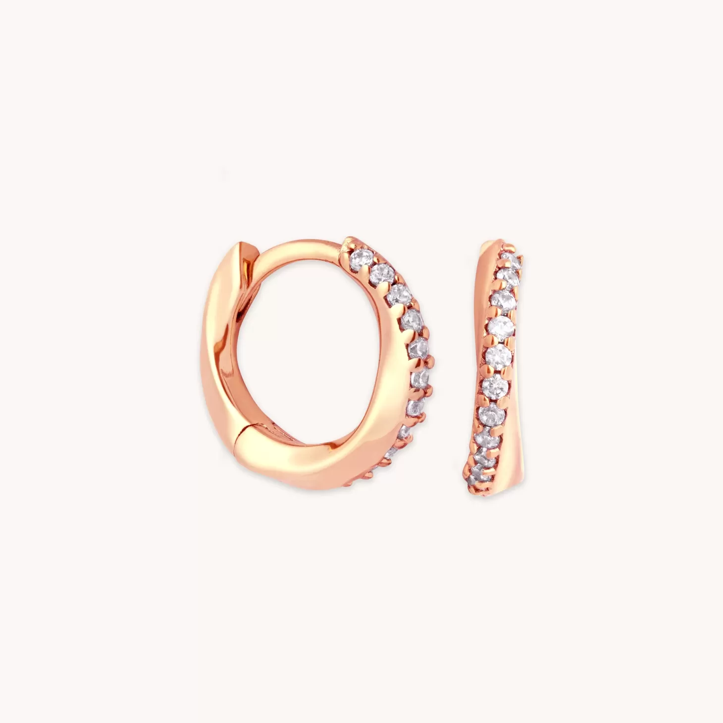 Astrid & Miyu Orbit Crystal Huggies In Rose Gold 18K Rose Gold Plated Sterling Silver Flash Sale