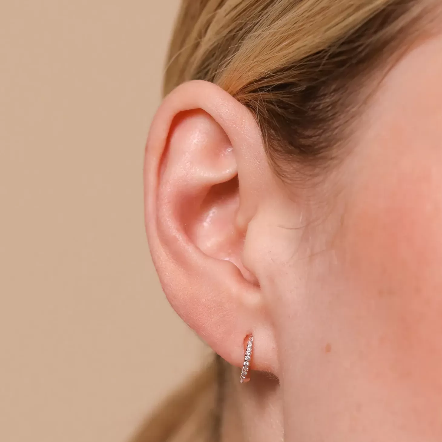 Astrid & Miyu Orbit Crystal Huggies In Rose Gold 18K Rose Gold Plated Sterling Silver Flash Sale