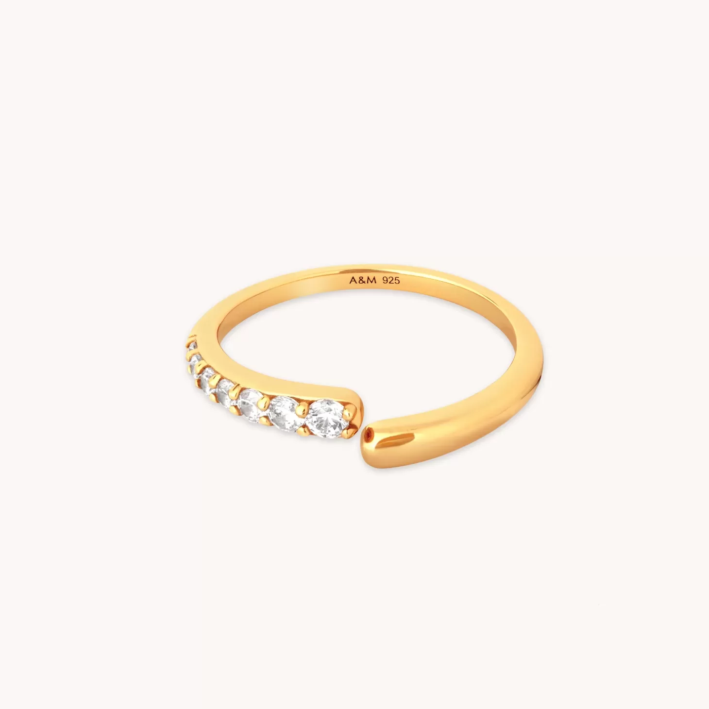 Astrid & Miyu Orbit Crystal Open Ring In Gold 18K Gold Plated Sterling Silver Cheap