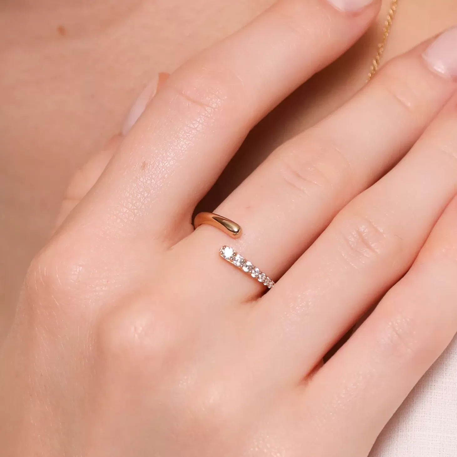 Astrid & Miyu Orbit Crystal Open Ring In Gold 18K Gold Plated Sterling Silver Cheap