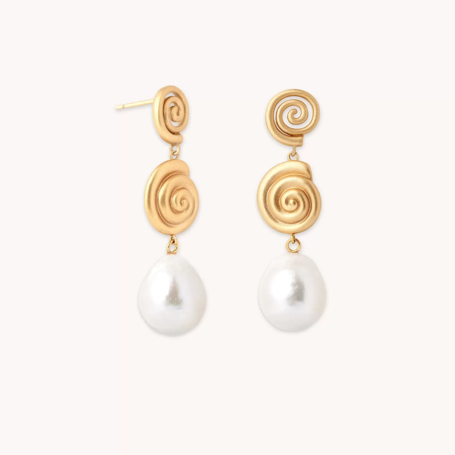 Astrid & Miyu Pearl & Shell Drop Stud Earrings In Gold 18K Gold Plated Sterling Silver Cheap