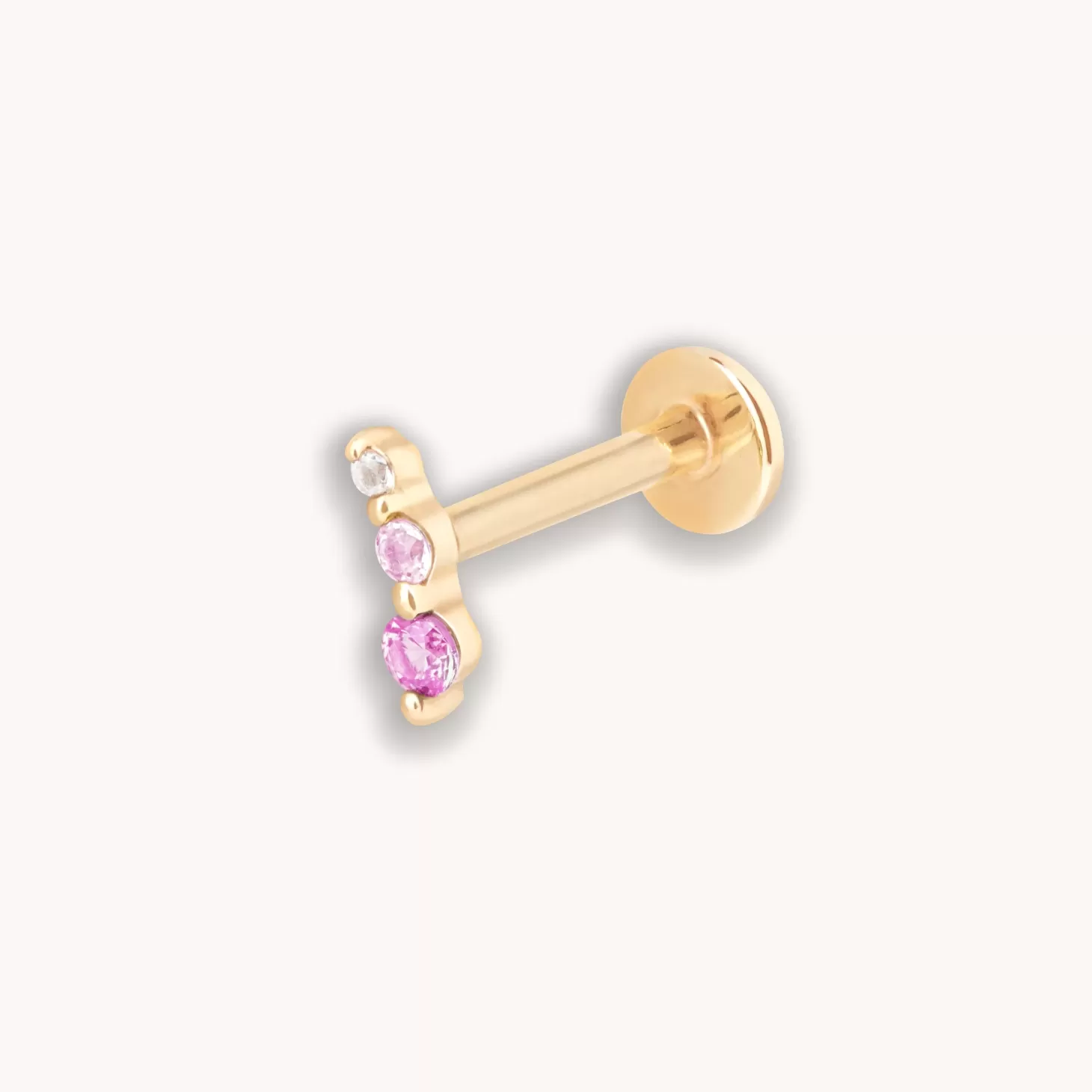 Astrid & Miyu Pink Gradient Piercing Stud In Solid Gold 14K Gold Cheap