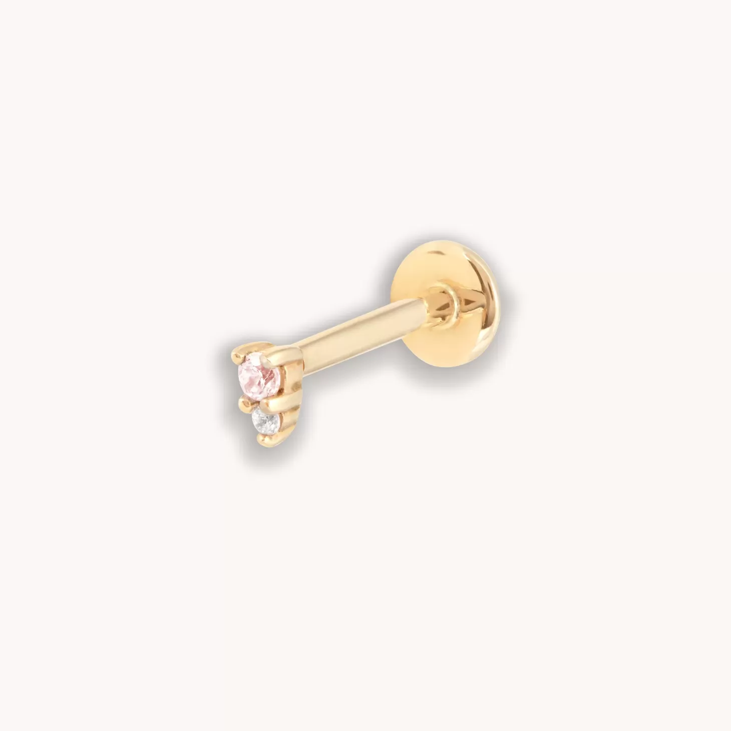 Astrid & Miyu Pink Tourmaline & White Topaz Stacking Piercing Stud In Solid Gold 14K Gold Best Sale