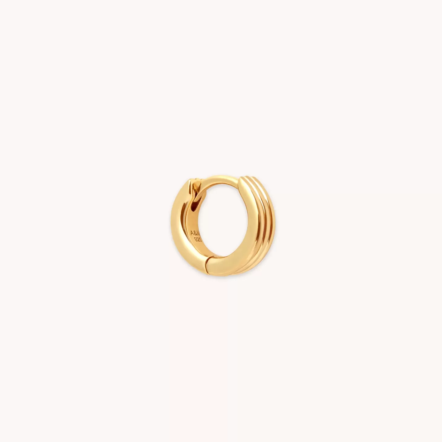 Astrid & Miyu Pleated 6.5Mm Hoop In Gold 18K Gold Plated Sterling Silver New