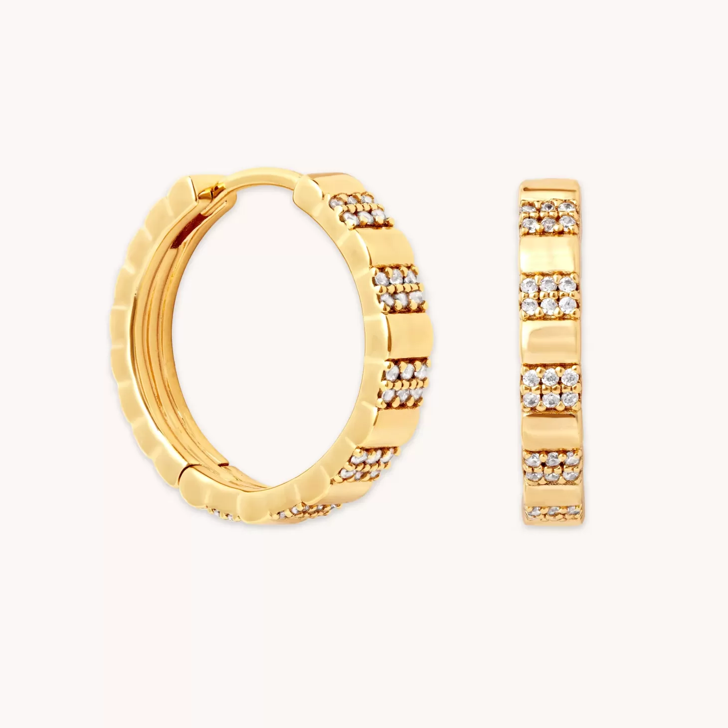 Astrid & Miyu Pleated Crystal Hoops In Gold 18K Gold Plated Sterling Silver Cheap