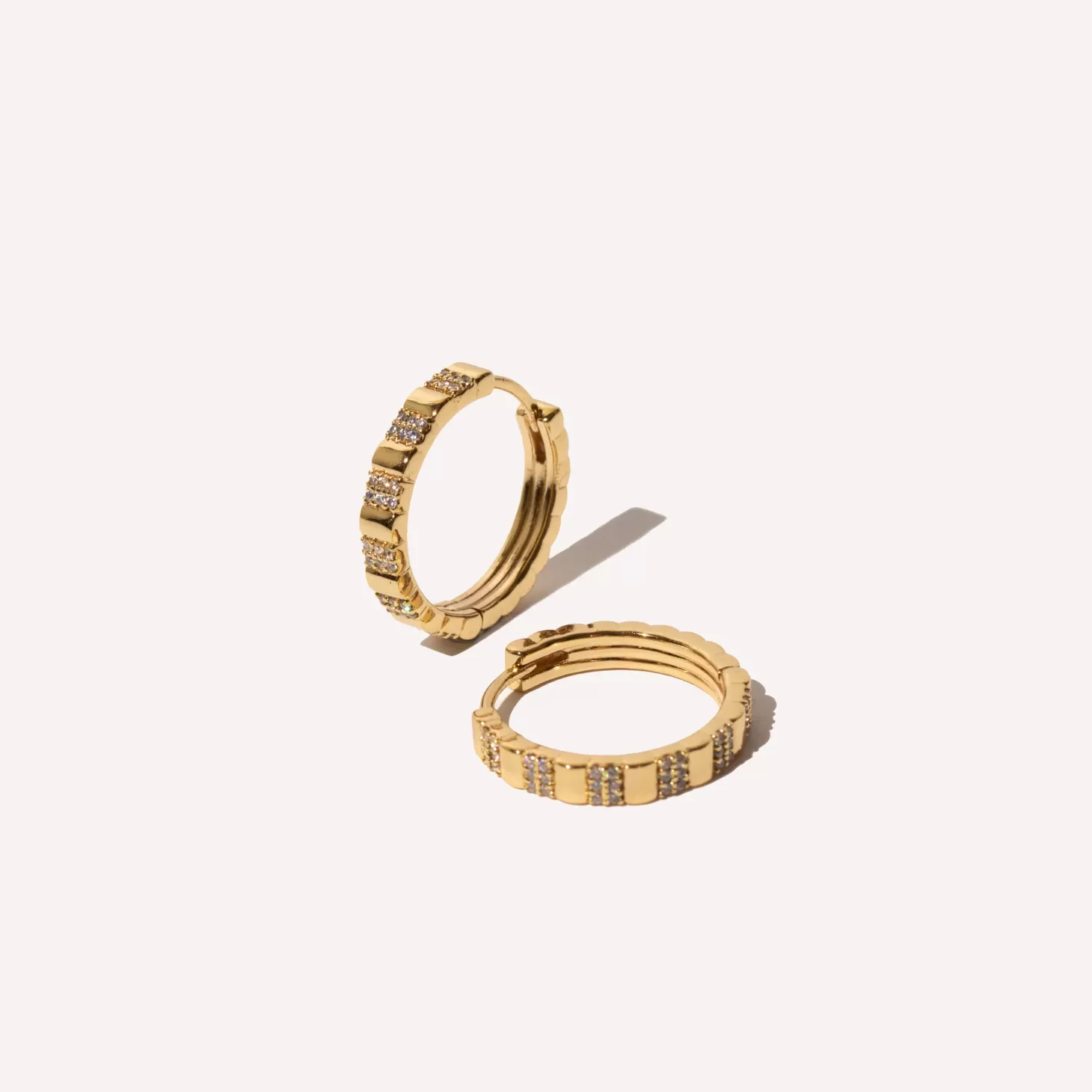 Astrid & Miyu Pleated Crystal Hoops In Gold 18K Gold Plated Sterling Silver Cheap