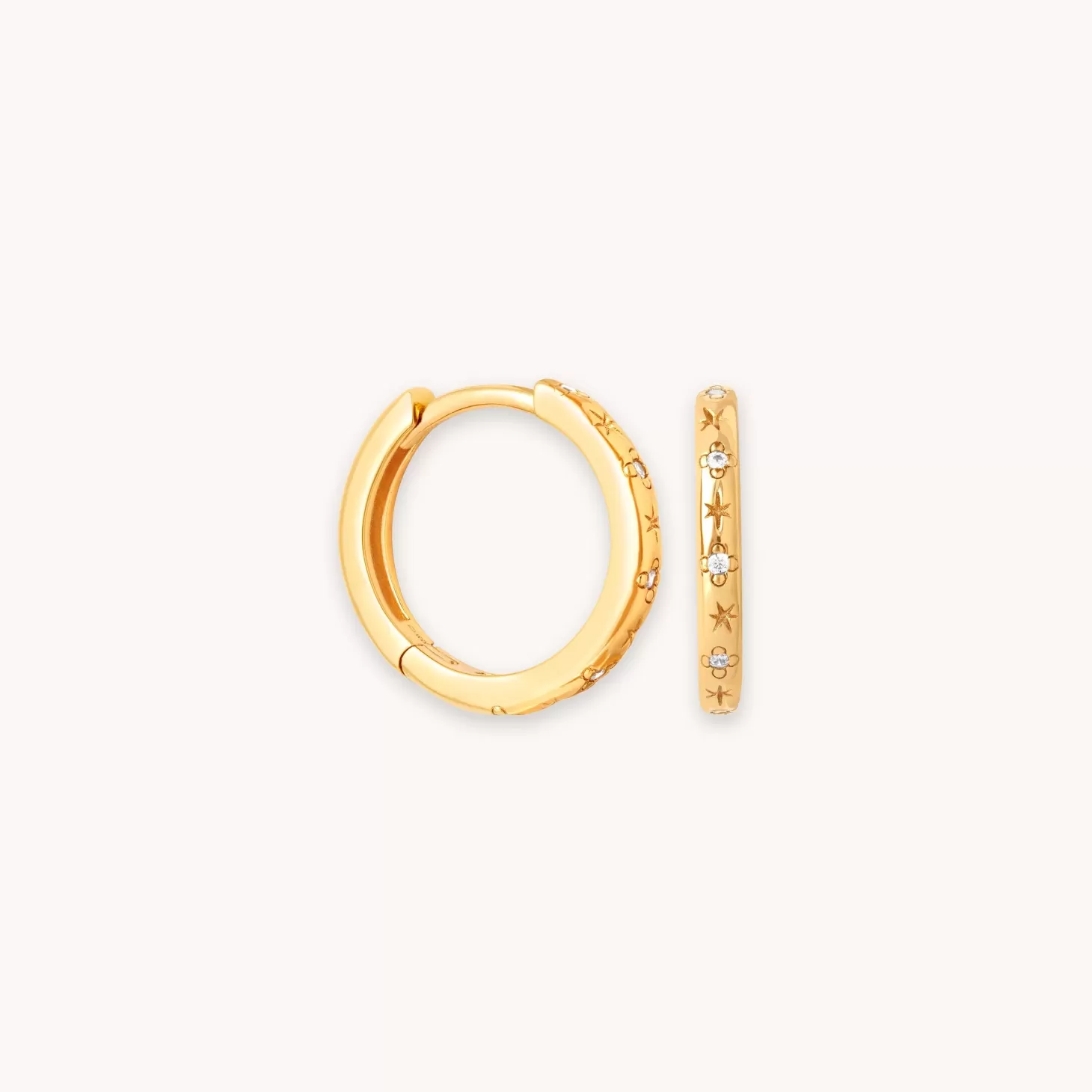 Astrid & Miyu Prism Crystal Hoops In Gold 18K Gold Plated Sterling Silver Flash Sale