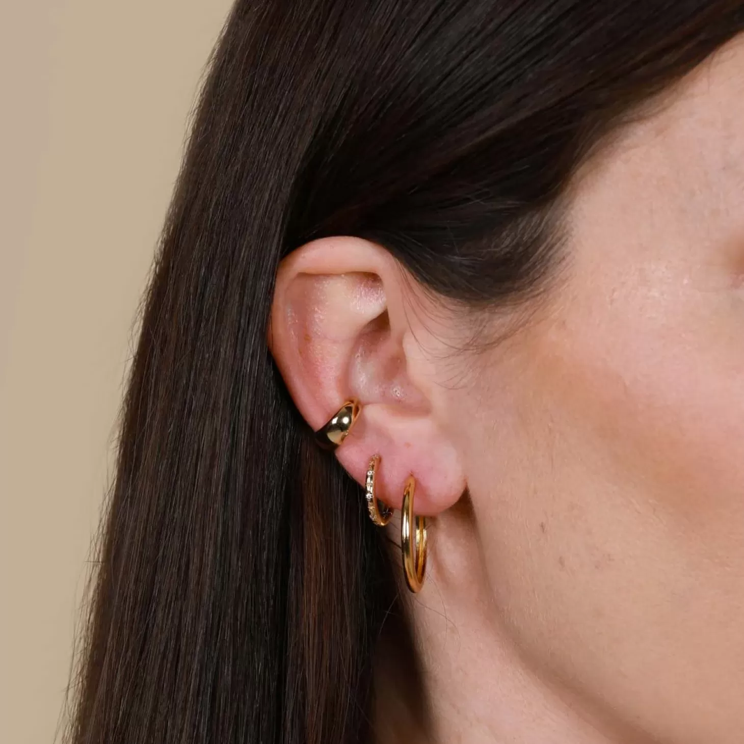 Astrid & Miyu Prism Crystal Hoops In Gold 18K Gold Plated Sterling Silver Flash Sale