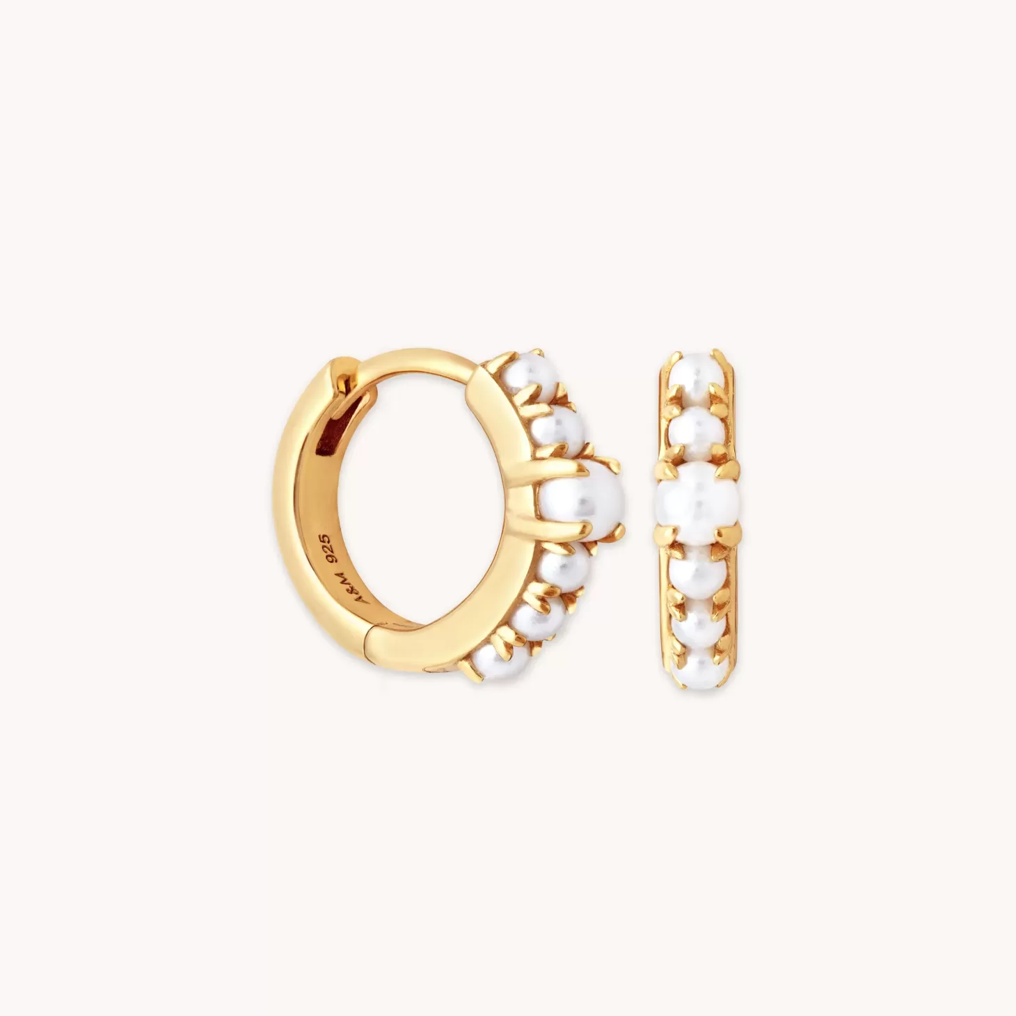 Astrid & Miyu Radiant Pearl Huggies In Gold 18K Gold Plated Sterling Silver Outlet