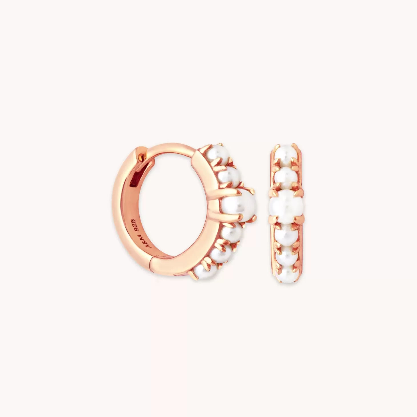 Astrid & Miyu Radiant Pearl Huggies In Rose Gold 18K Rose Gold Plated Sterling Silver Sale