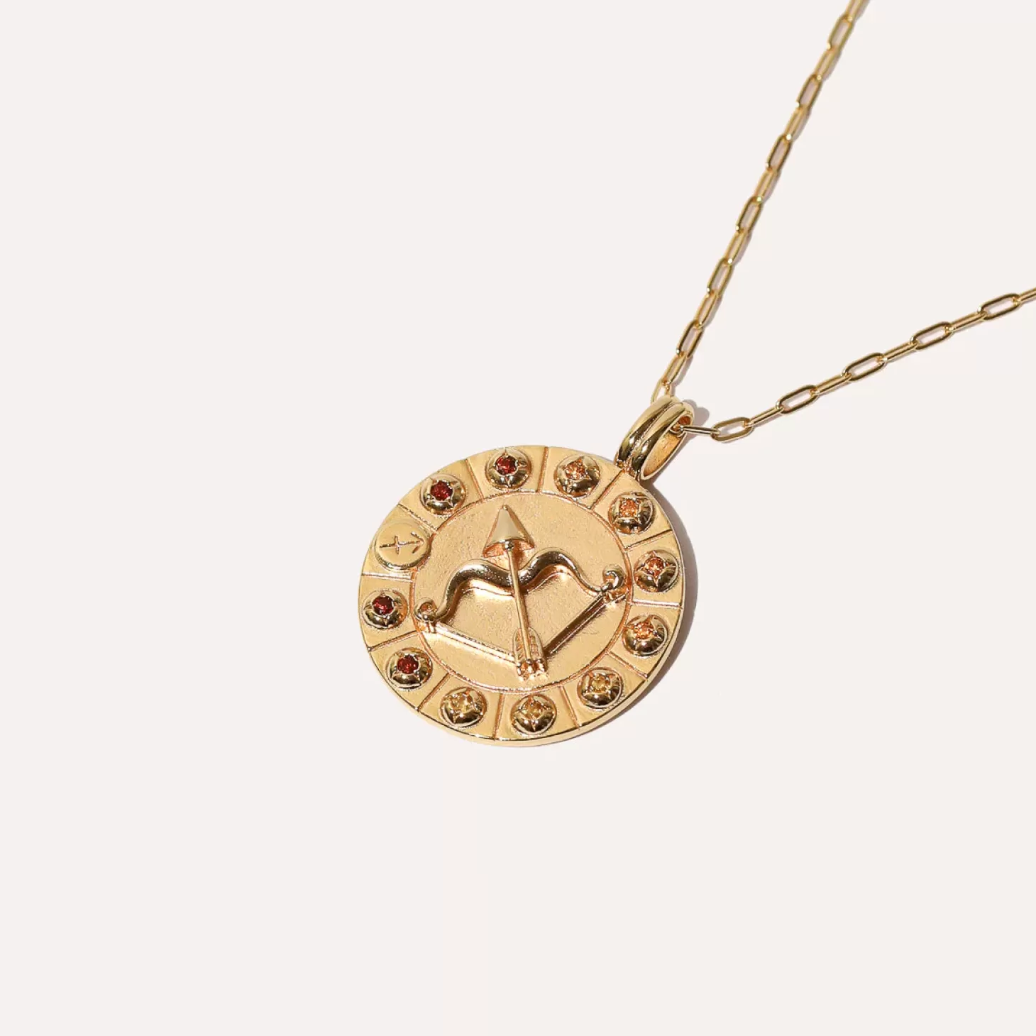 Astrid & Miyu Sagittarius Bold Zodiac Pendant Necklace In Gold 18K Gold Plated Sterling Silver Outlet