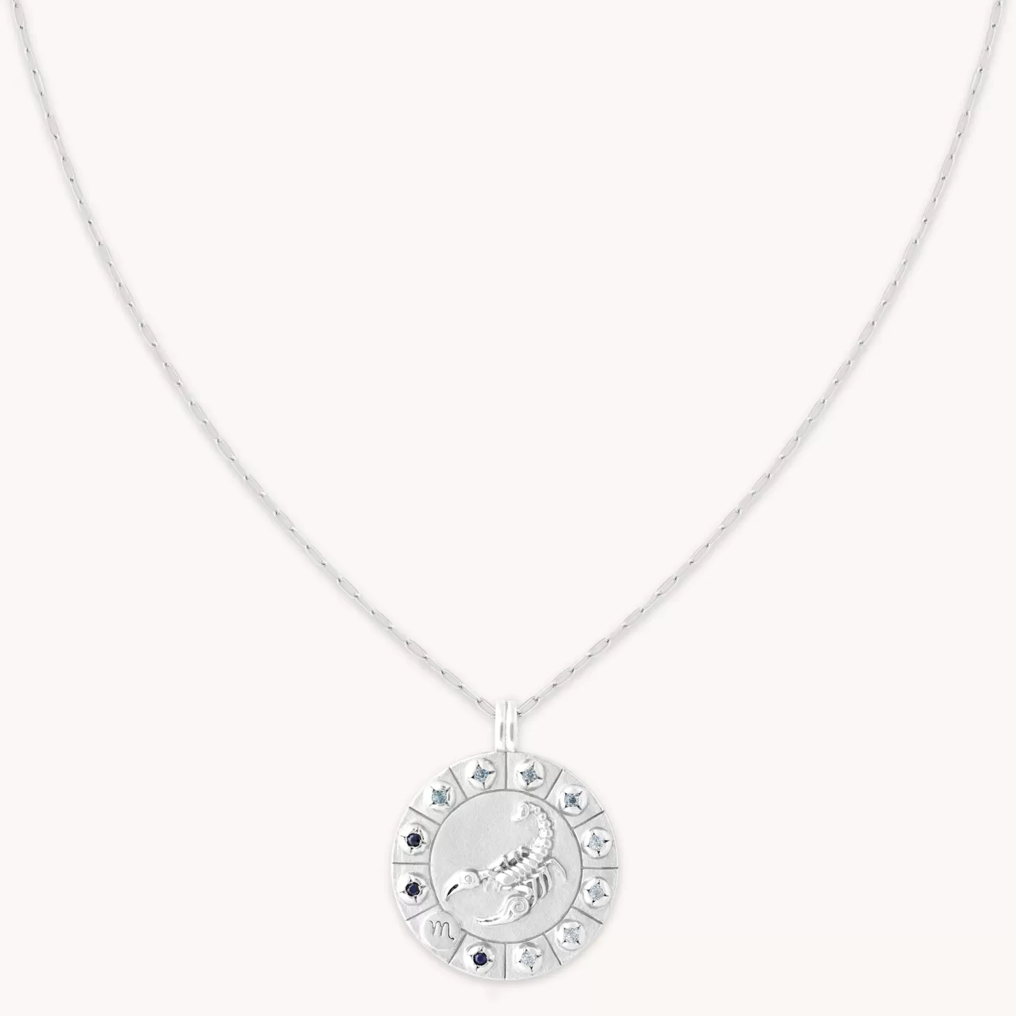 Astrid & Miyu Scorpio Bold Zodiac Pendant Necklace In Silver Rhodium Plated Sterling Silver Shop