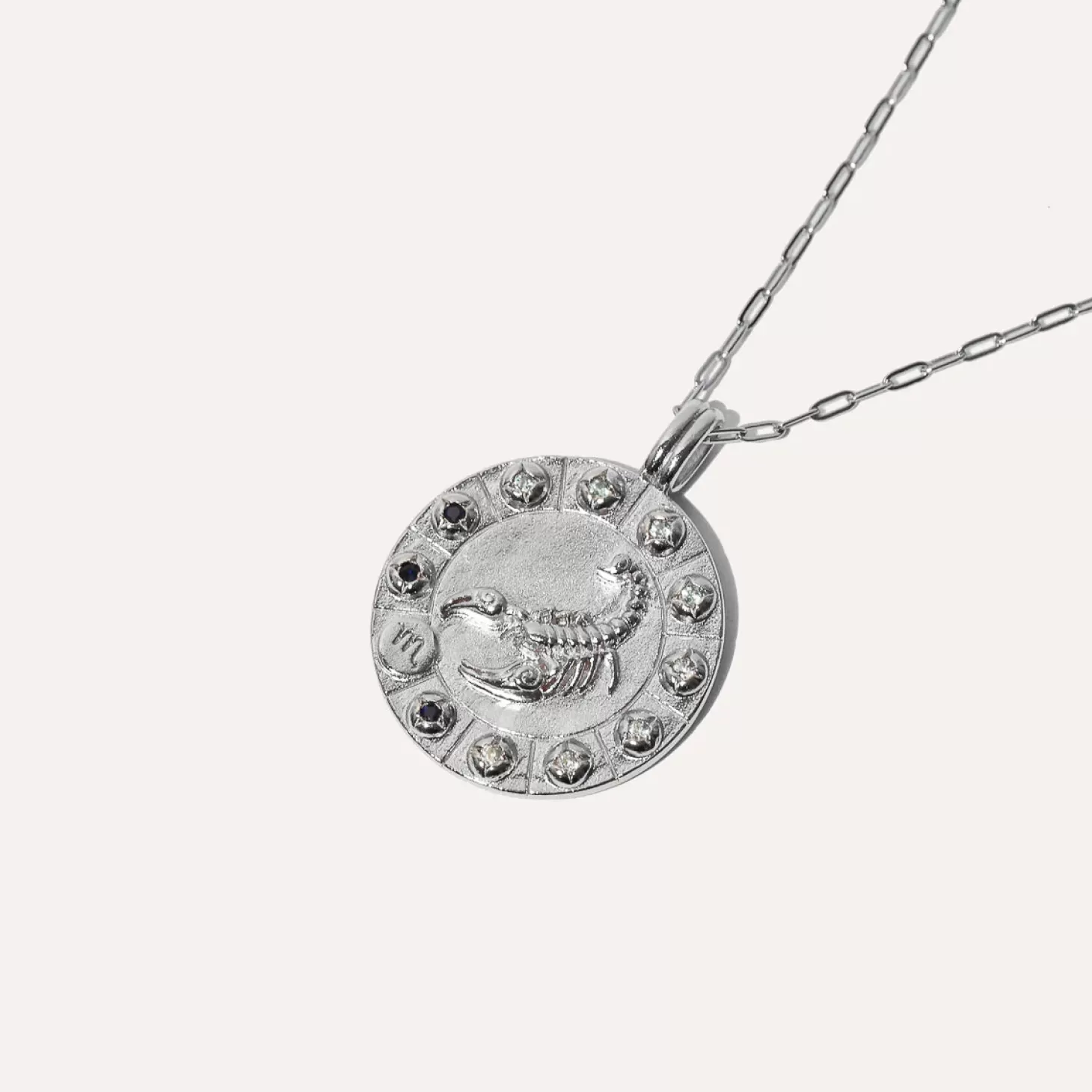 Astrid & Miyu Scorpio Bold Zodiac Pendant Necklace In Silver Rhodium Plated Sterling Silver Shop