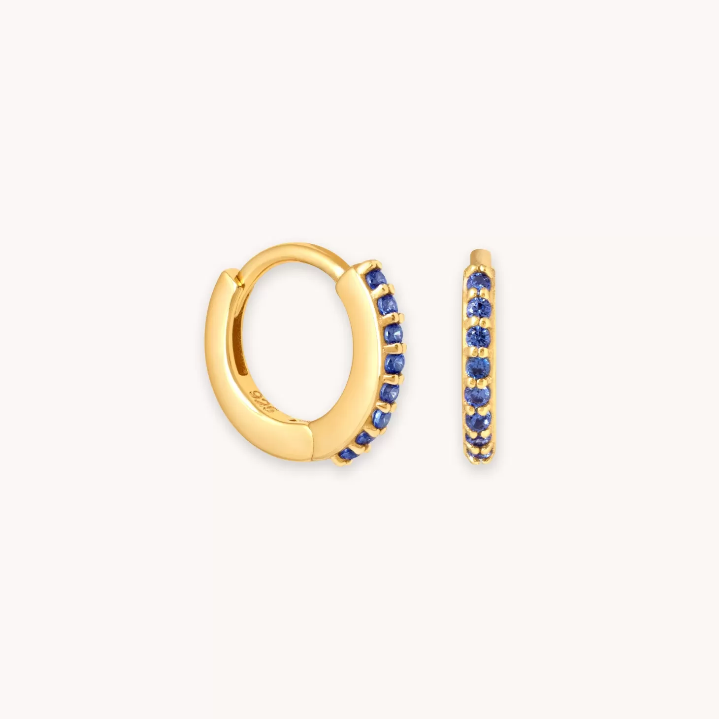 Astrid & Miyu September Birthstone Huggies In Gold With Sapphire Cz 18K Gold Plated Sterling Silver Best Sale