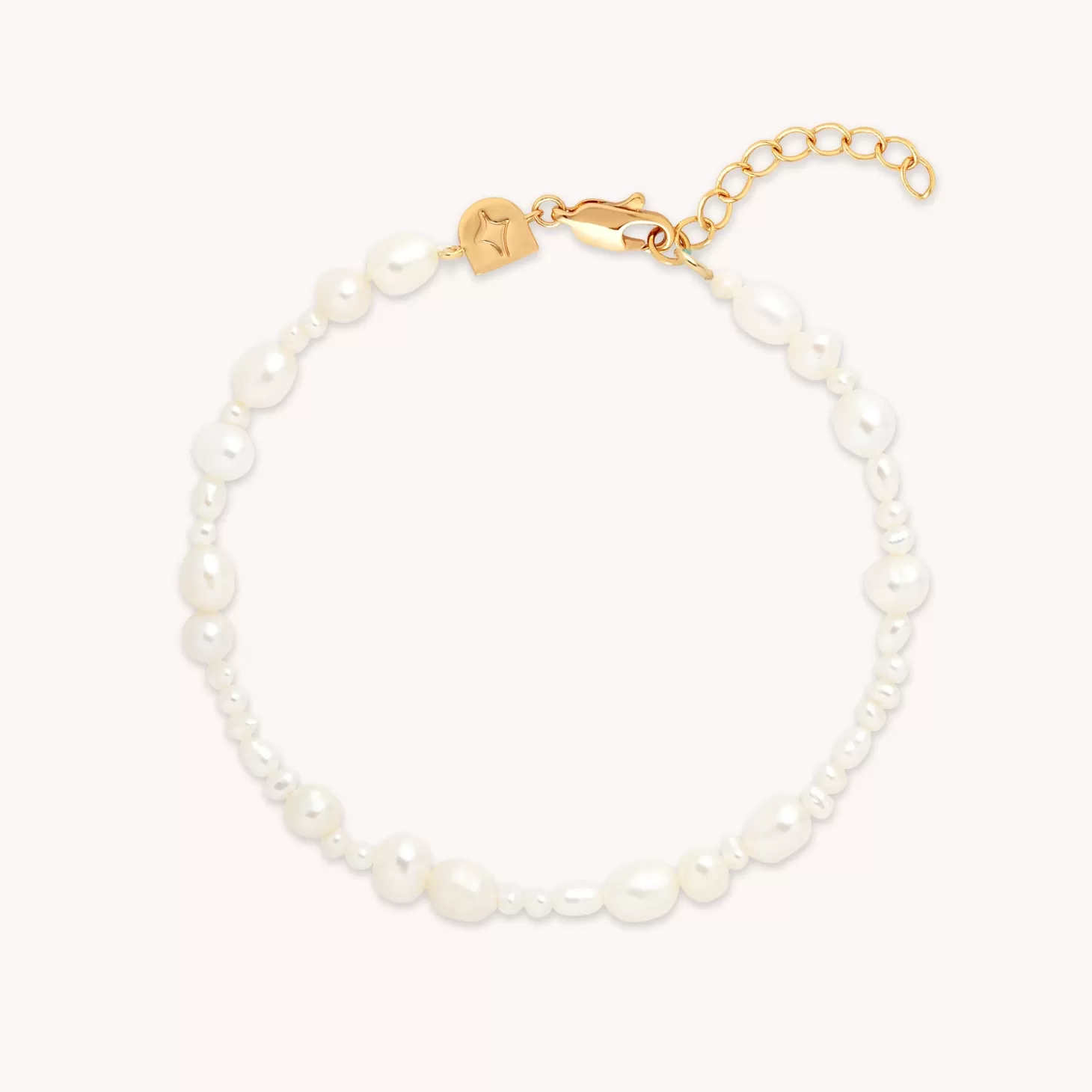 Astrid & Miyu Serenity Pearl Beaded Bracelet In Gold 18K Gold Plated Sterling Silver Sale