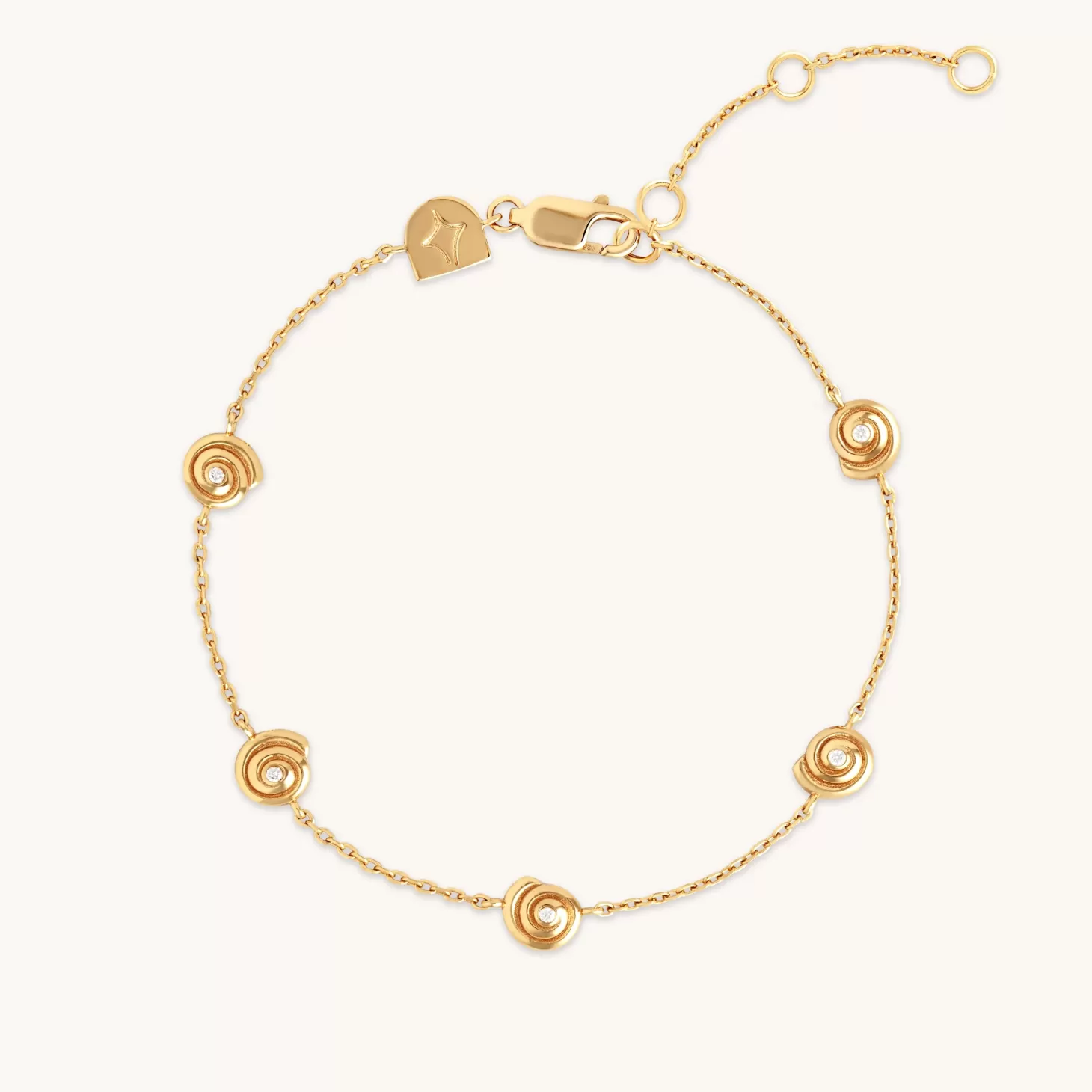 Astrid & Miyu Shell Crystal Charm Bracelet In Gold 18K Gold Plated Sterling Silver Best