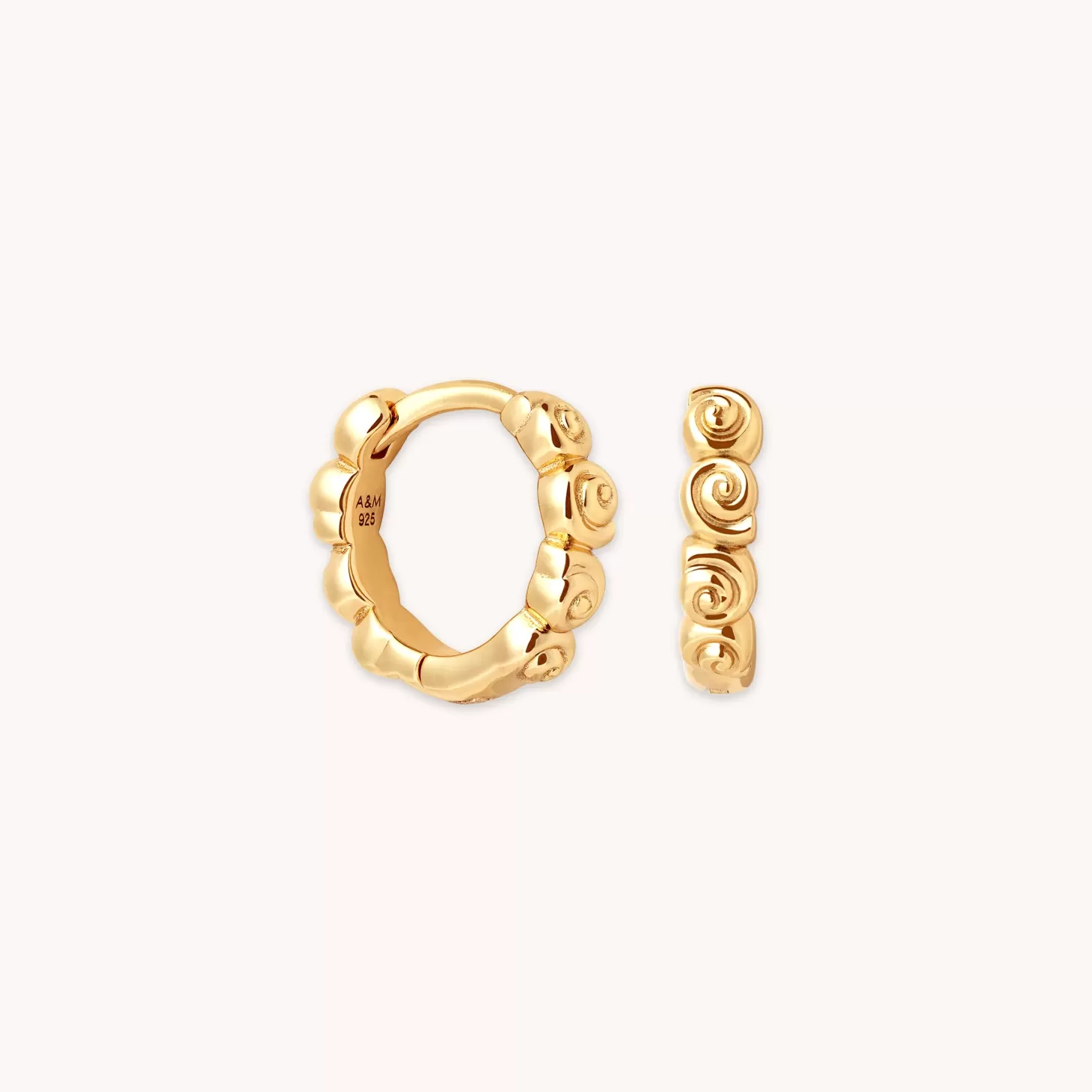 Astrid & Miyu Shell Huggies In Gold 18K Gold Plated Sterling Silver Cheap