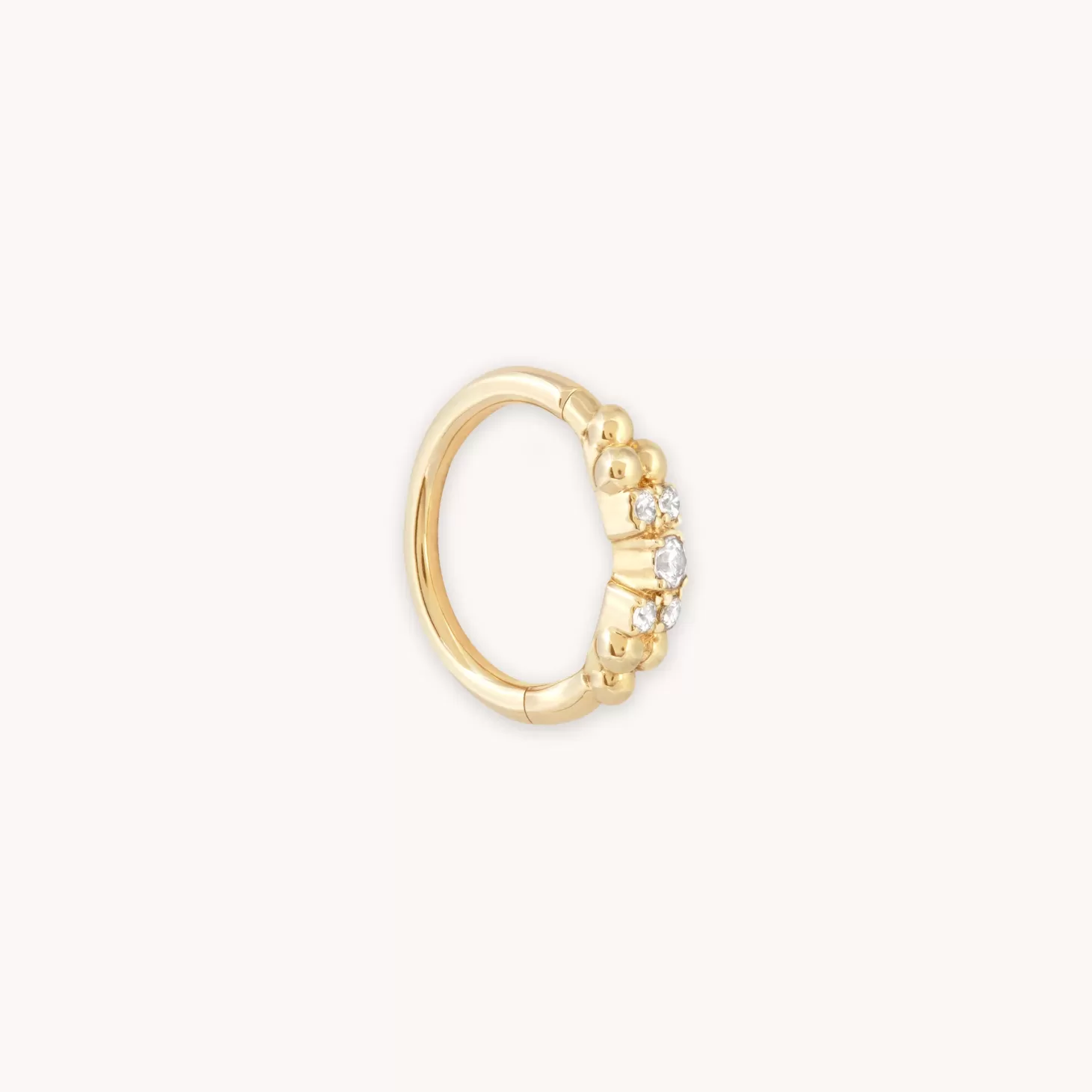Astrid & Miyu Solid Gold Beaded Crystal Piercing Hoop 14K Gold Best