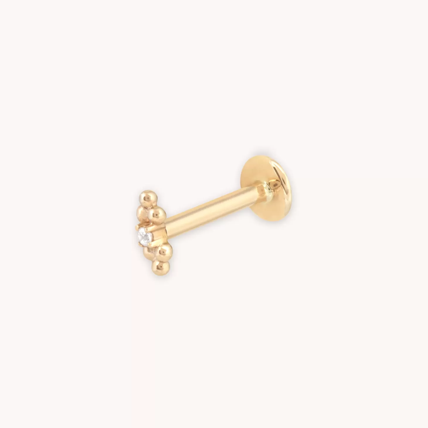 Astrid & Miyu Solid Gold Crystal Beaded Piercing Stud 14K Gold New