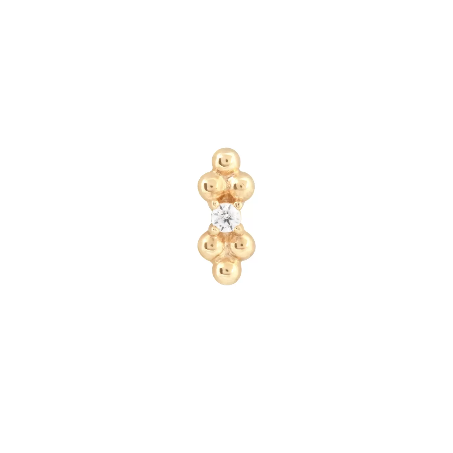 Astrid & Miyu Solid Gold Crystal Beaded Piercing Stud 14K Gold New