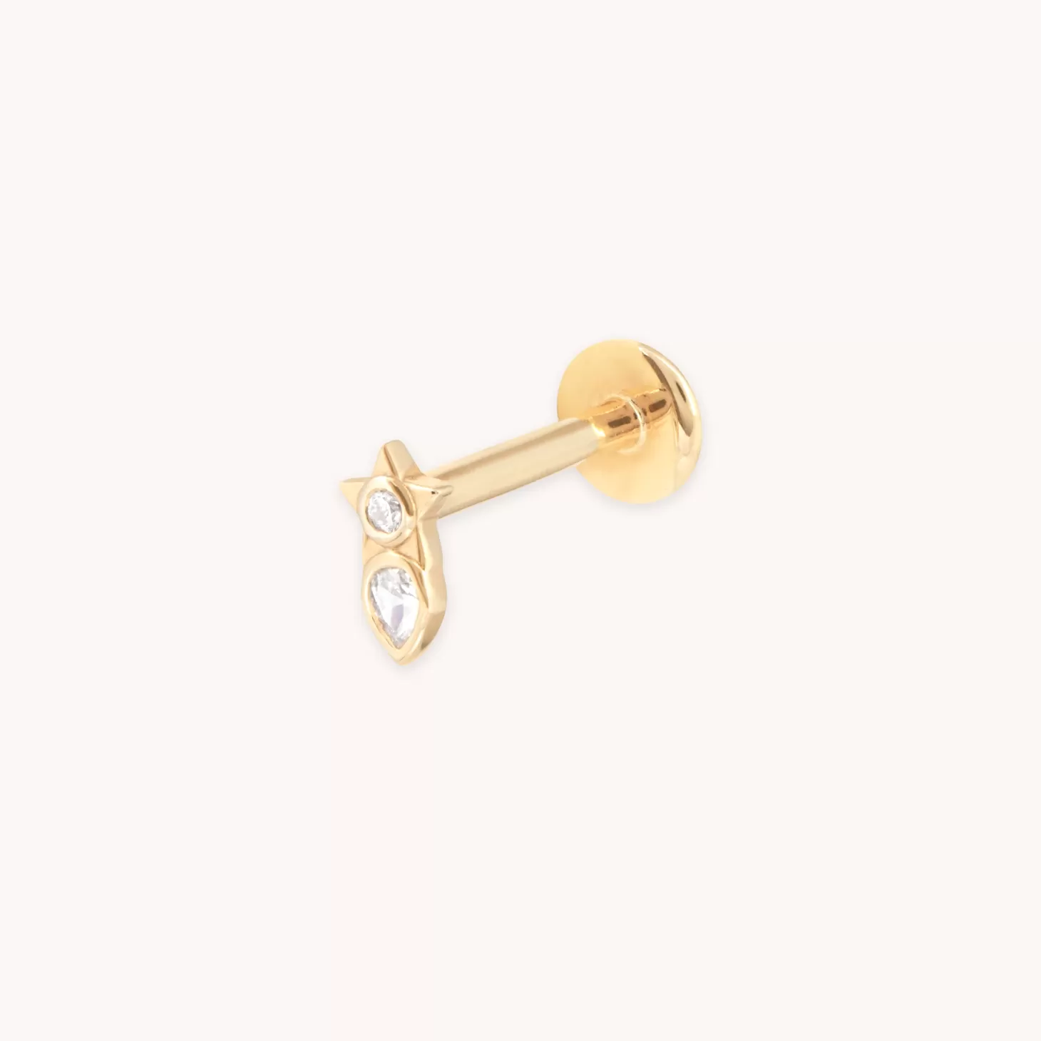 Astrid & Miyu Solid Gold Crystal Star Piercing Stud 14K Gold Best
