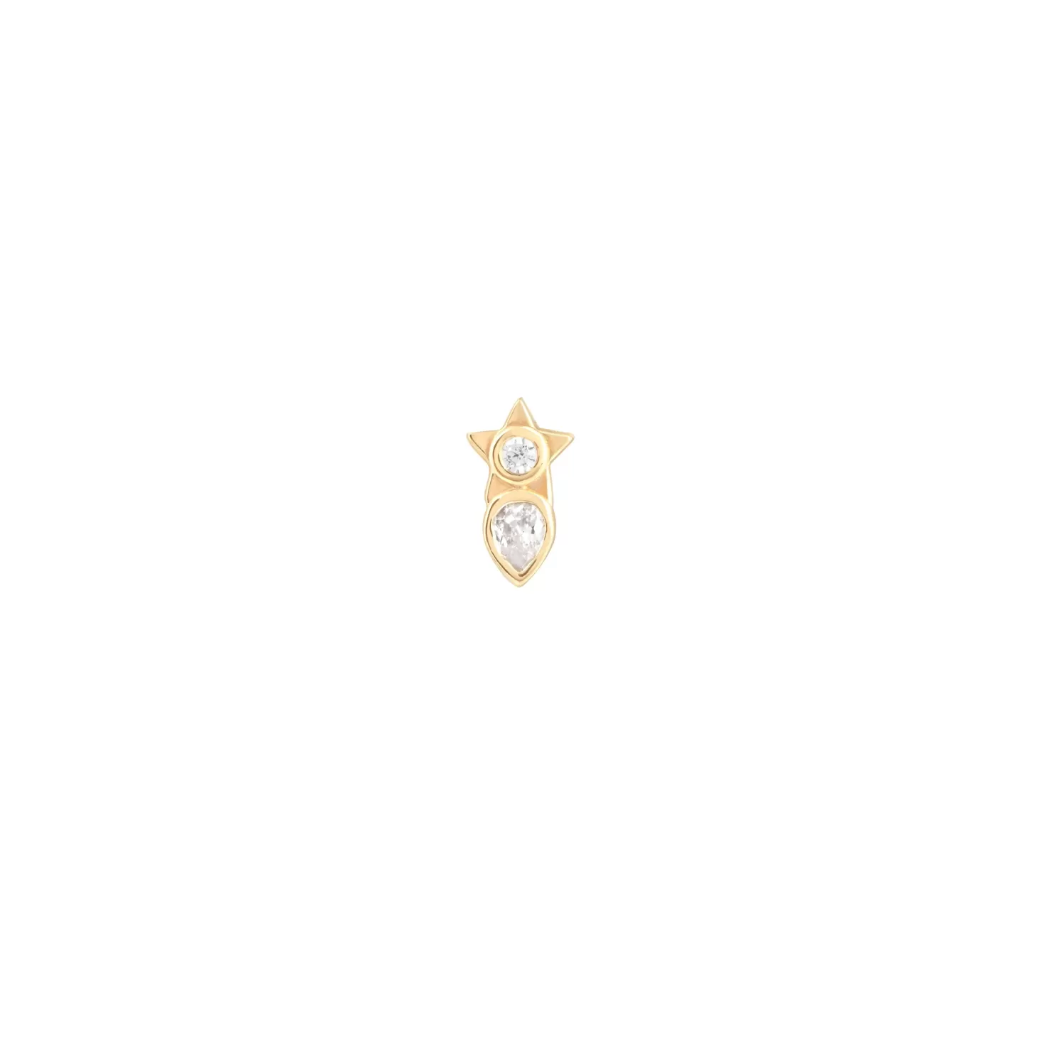 Astrid & Miyu Solid Gold Crystal Star Piercing Stud 14K Gold Best