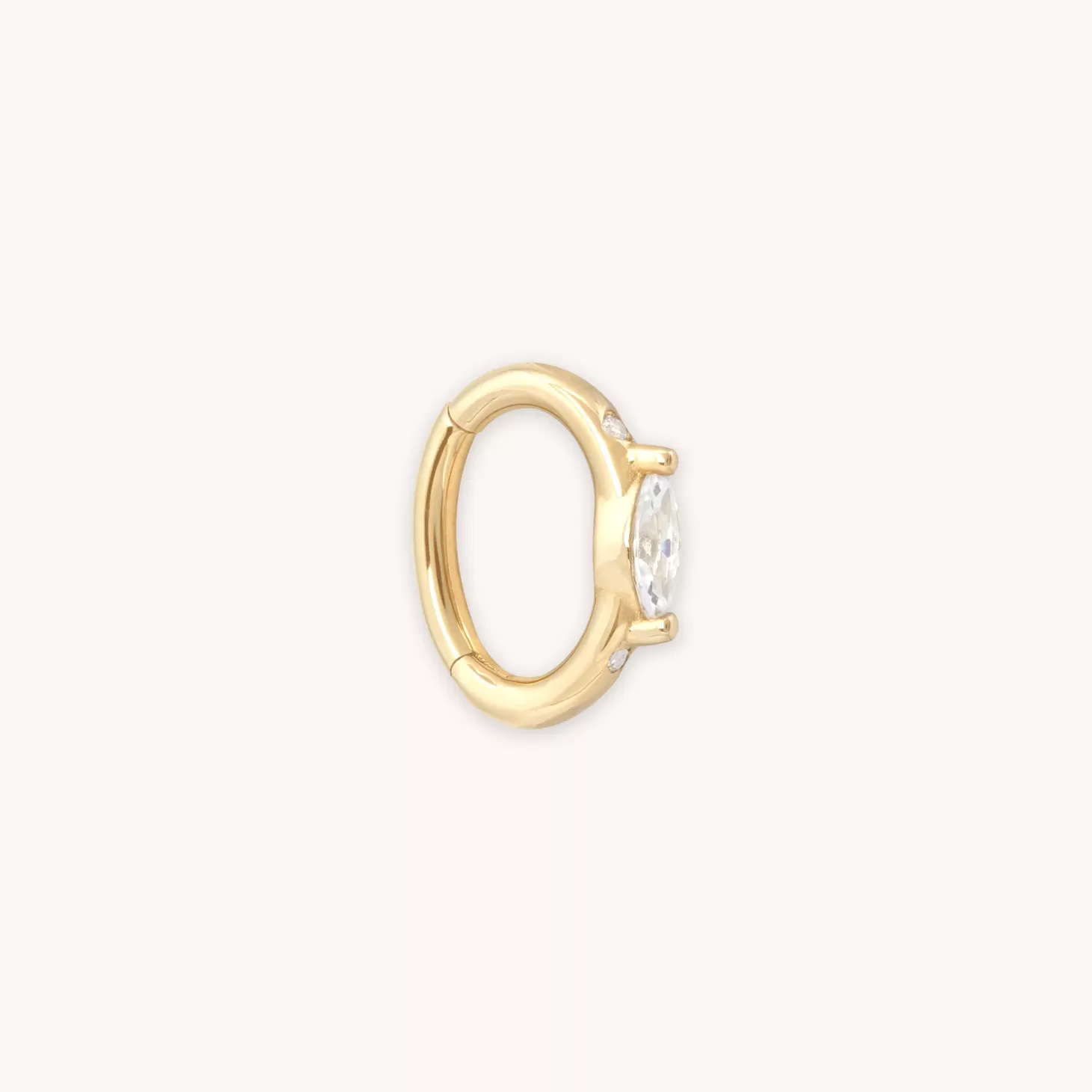 Astrid & Miyu Solid Gold Marquise Rook Hoop 14K Gold Clearance