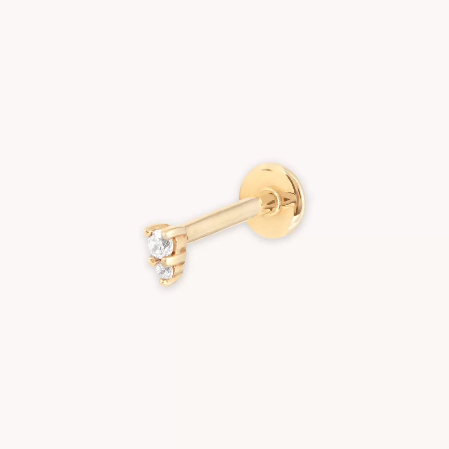 Astrid & Miyu Solid Gold Stacked Crystal Piercing Stud 14K Gold Clearance