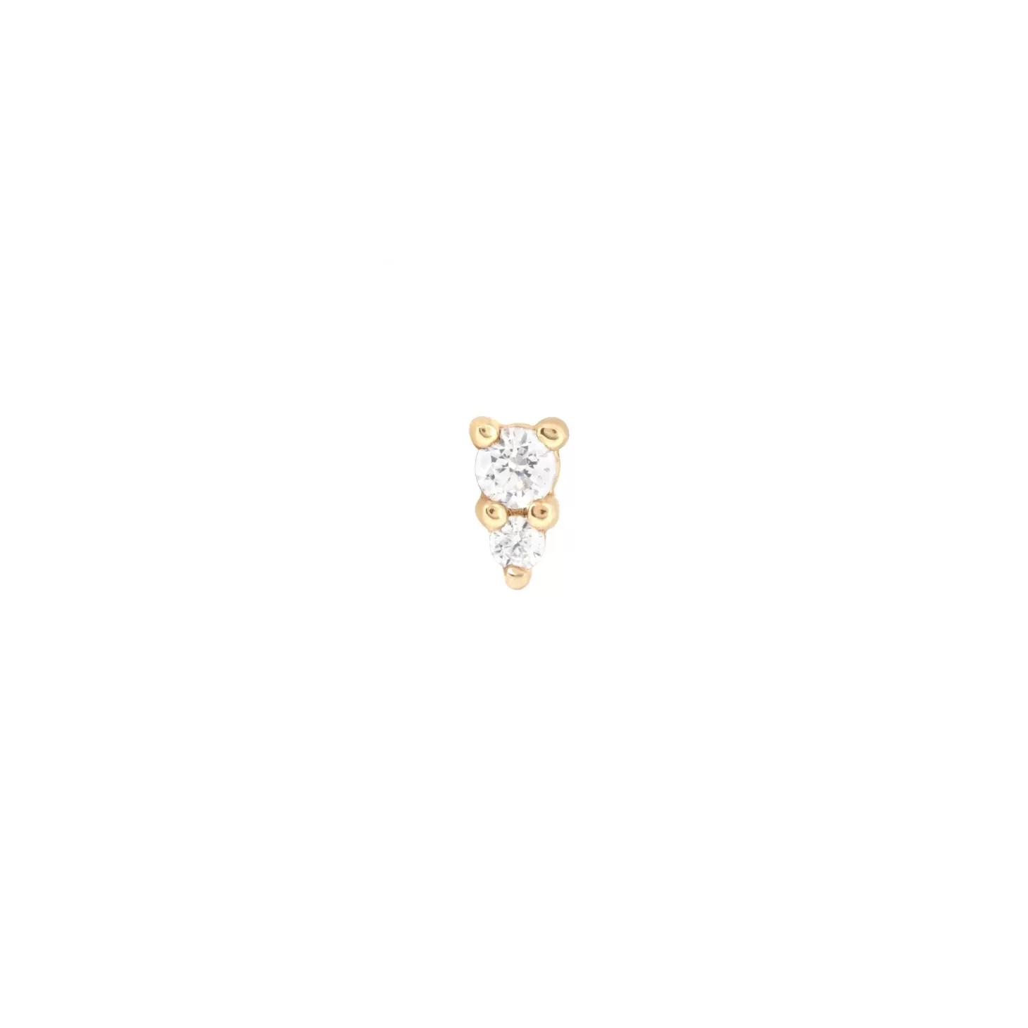 Astrid & Miyu Solid Gold Stacked Crystal Piercing Stud 14K Gold Clearance