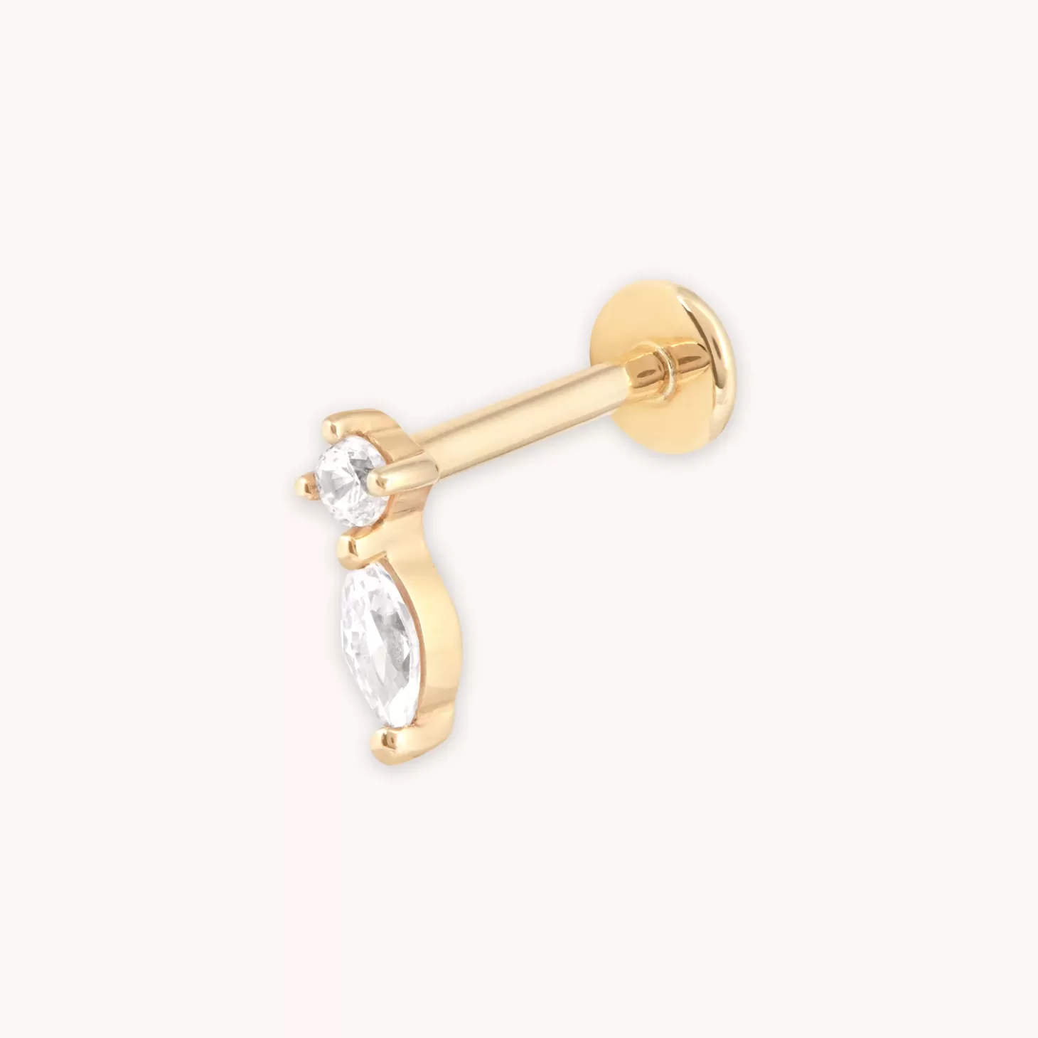 Astrid & Miyu Solid Gold Teardrop Piercing Stud 14K Gold Outlet