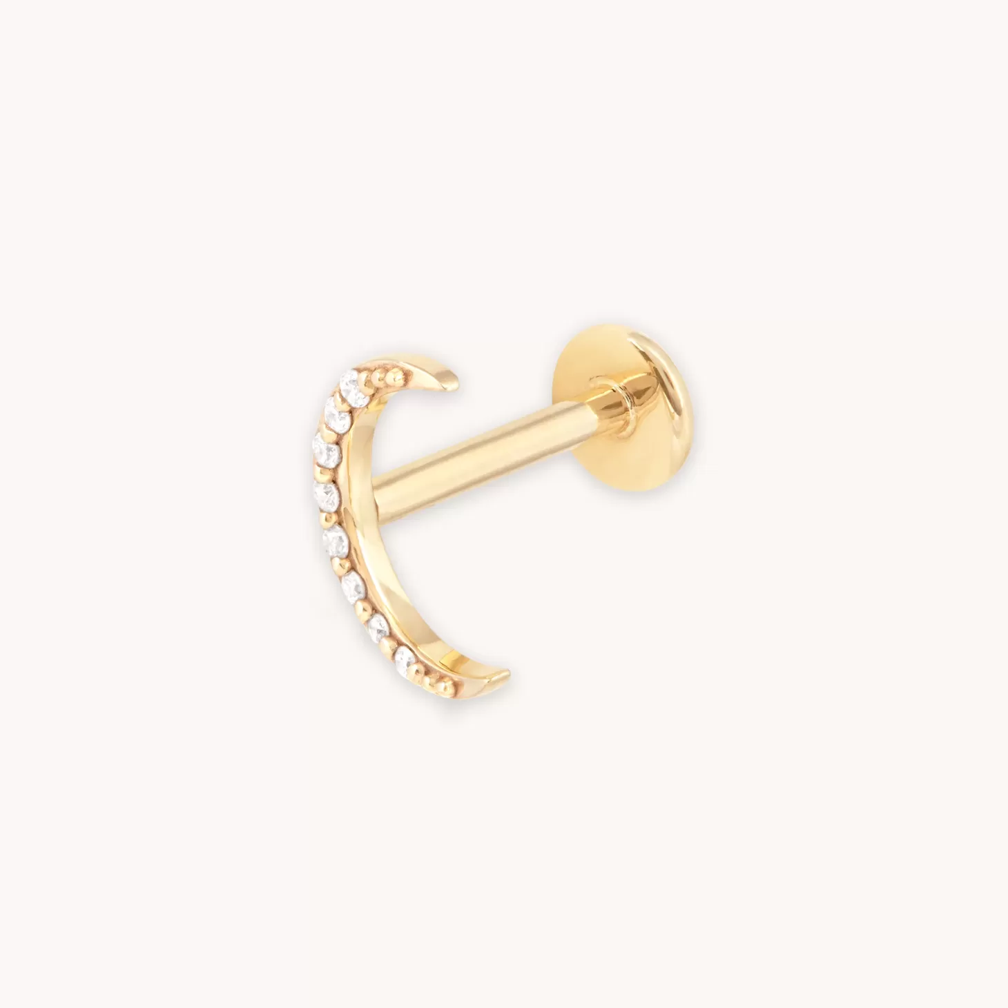 Astrid & Miyu Solid Gold Topaz Moon Piercing Stud 14K Gold Best