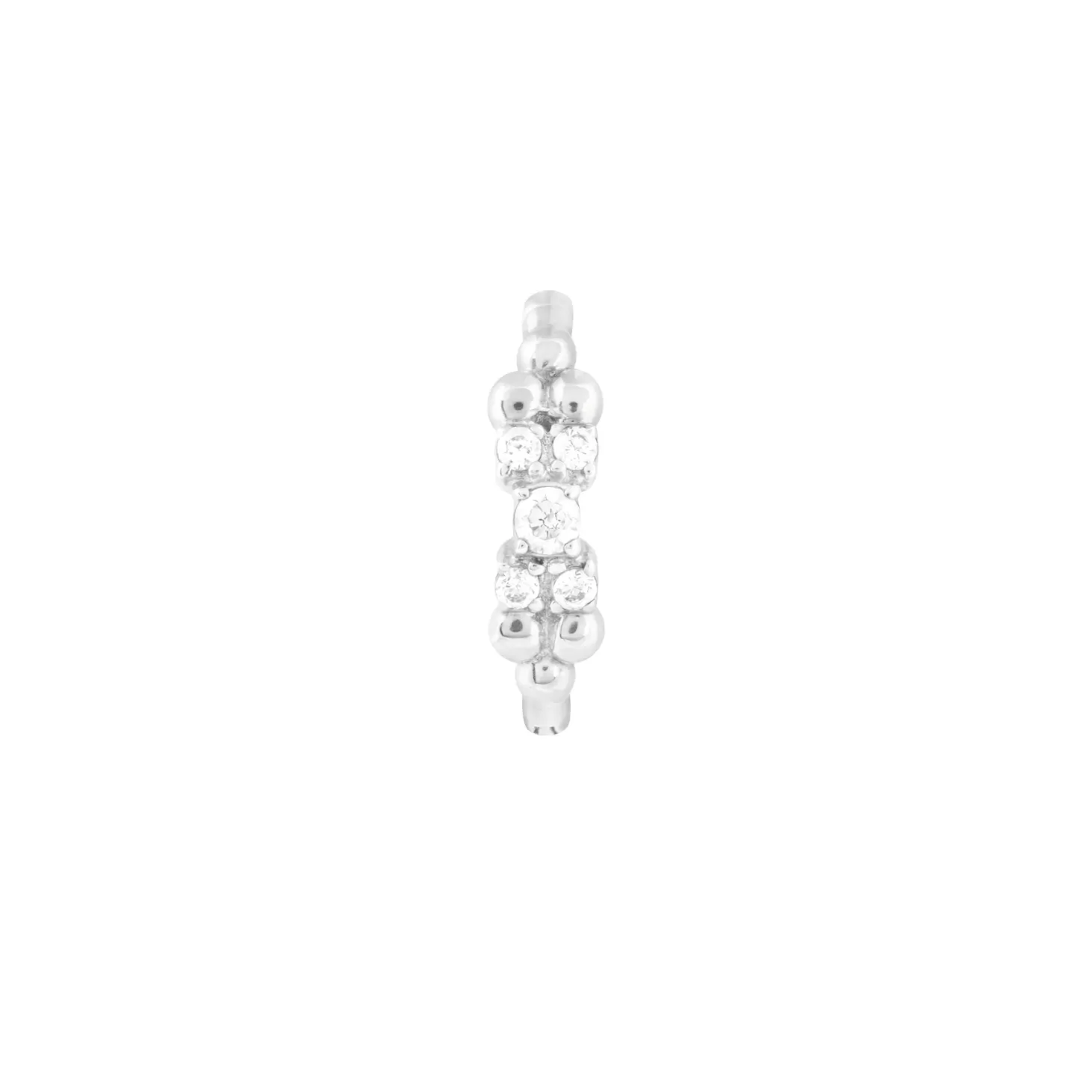 Astrid & Miyu Solid White Gold Beaded Crystal Piercing Hoop 14K White Gold Store