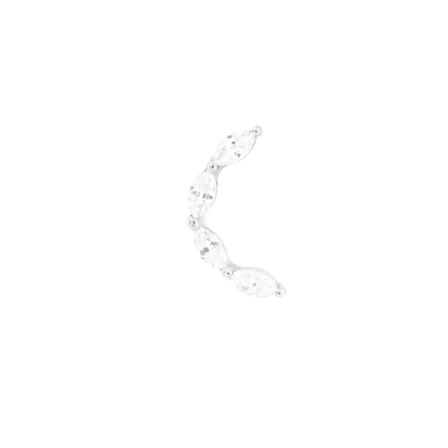 Astrid & Miyu Solid White Gold Crystal Curved Piercing Stud 14K White Gold Sale