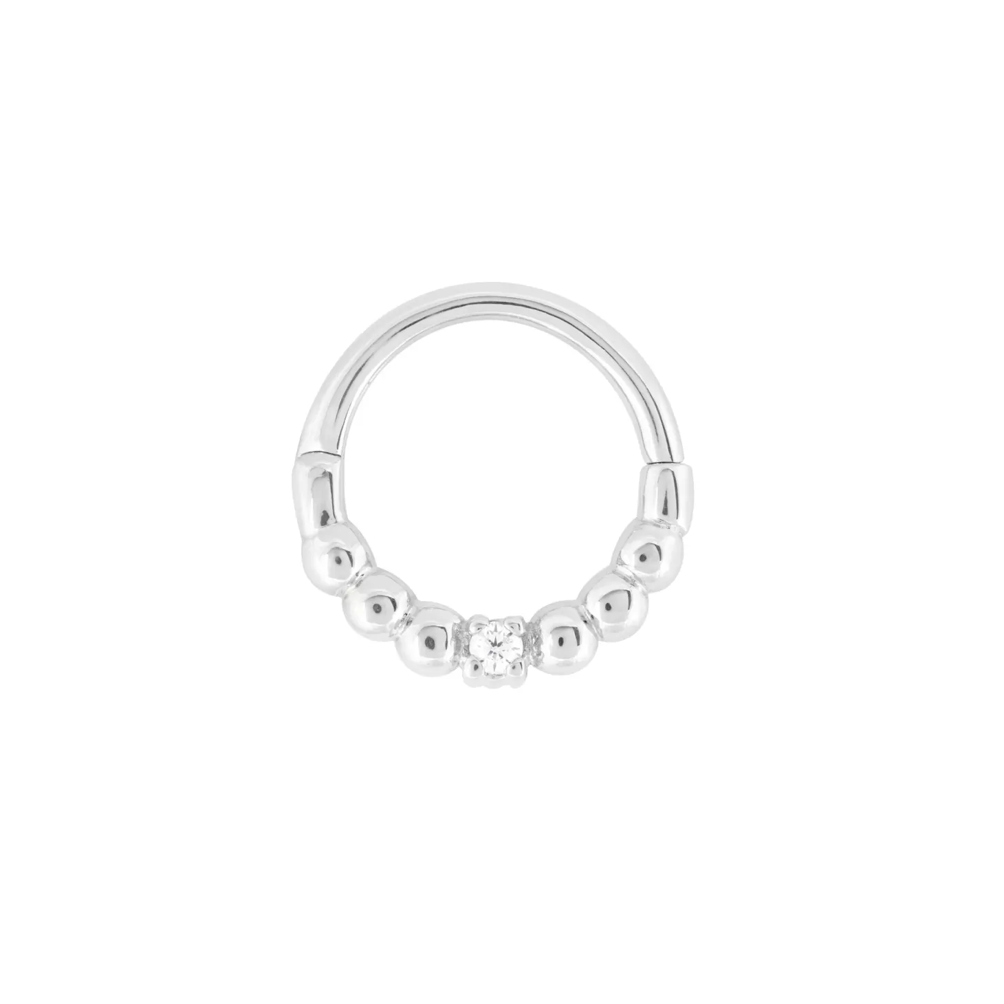 Astrid & Miyu Solid White Gold Crystal Daith Hoop 14K White Gold Store