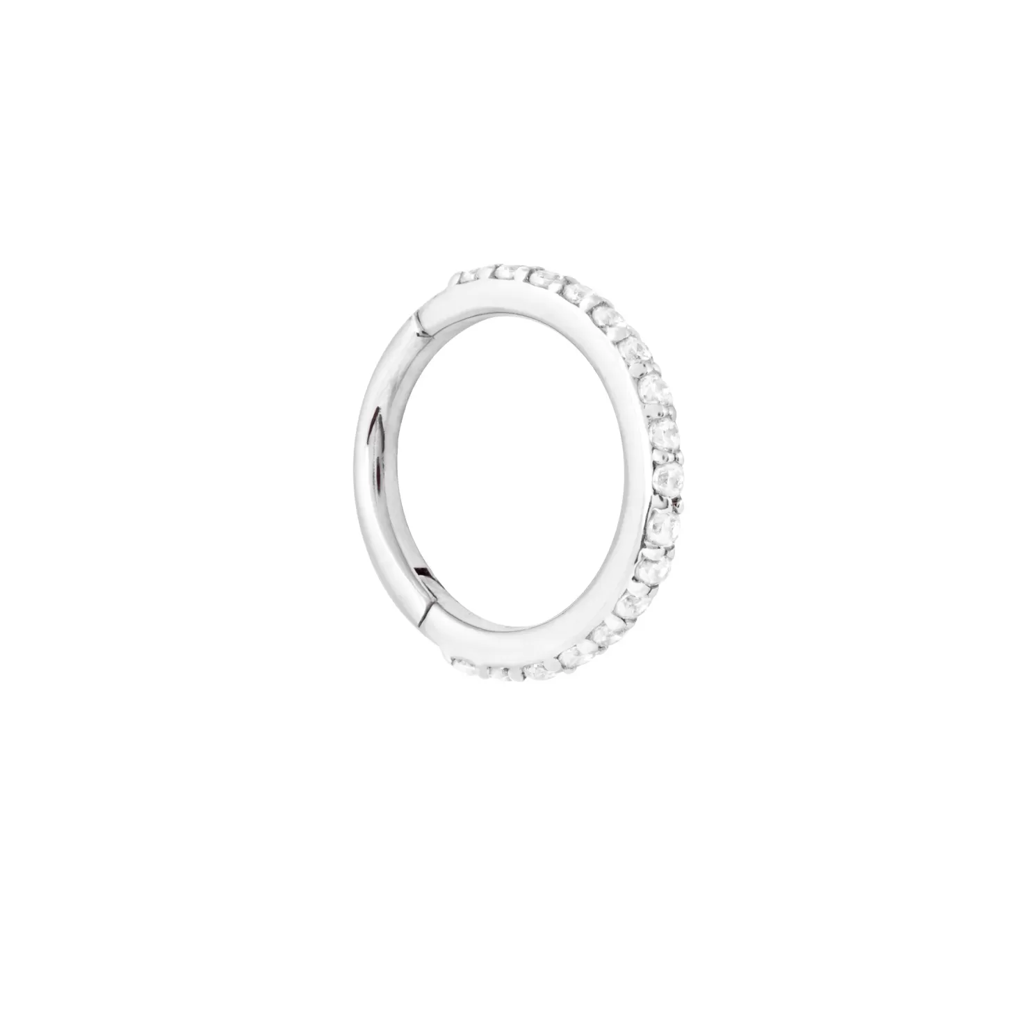 Astrid & Miyu Solid White Gold Crystal Piercing Hoop Best