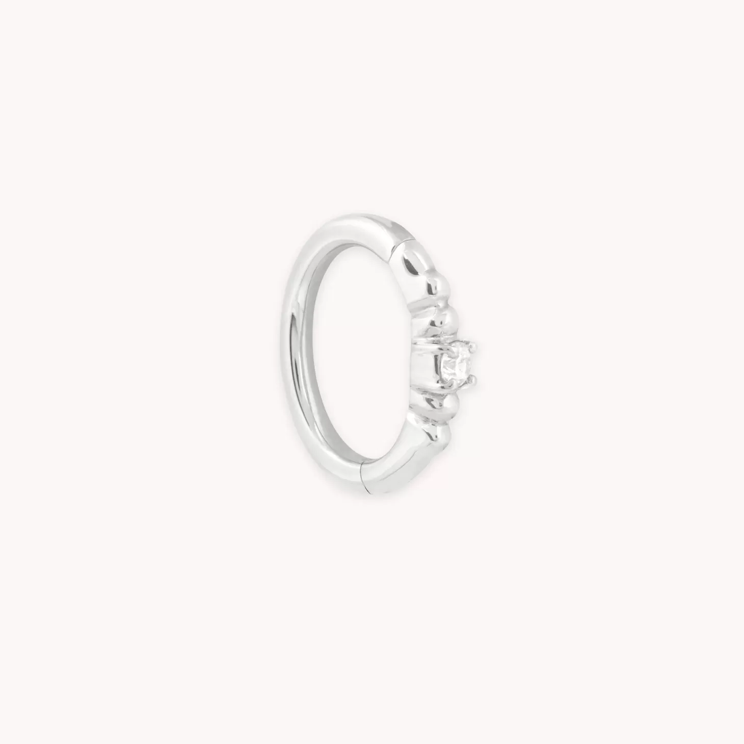 Astrid & Miyu Solid White Gold Crystal Rook Hoop 14K White Gold Cheap
