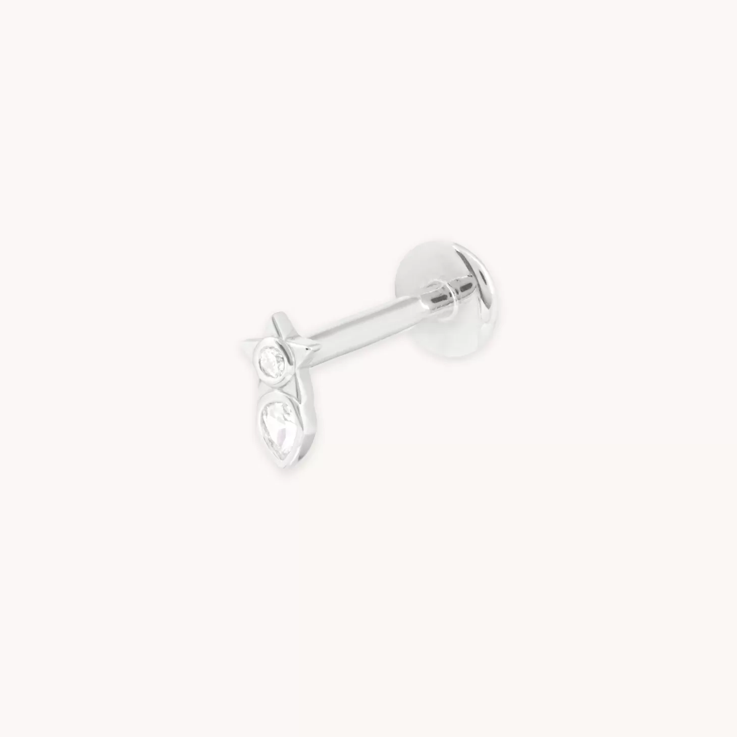 Astrid & Miyu Solid White Gold Crystal Star Piercing Stud 14K White Gold Flash Sale