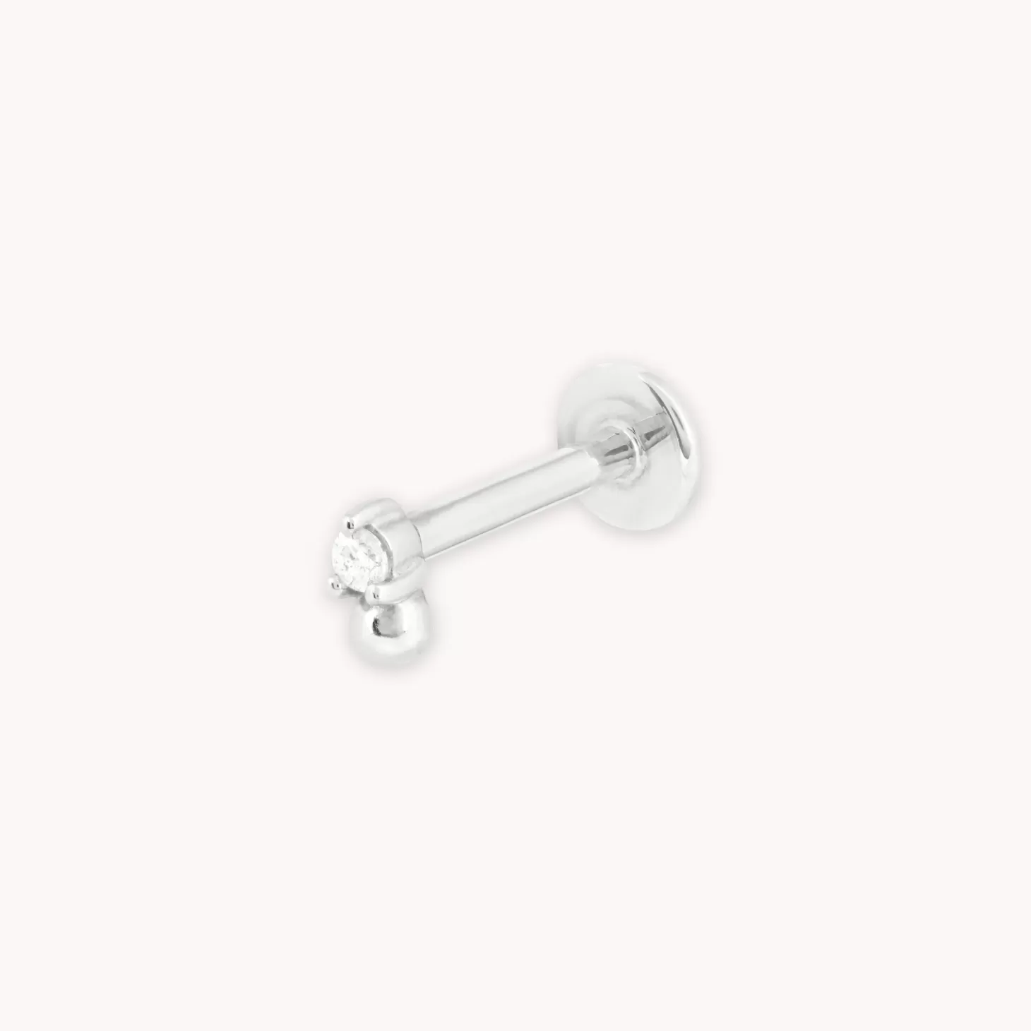 Astrid & Miyu Solid White Gold Diamond Beaded Piercing Stud 14K White Gold Discount